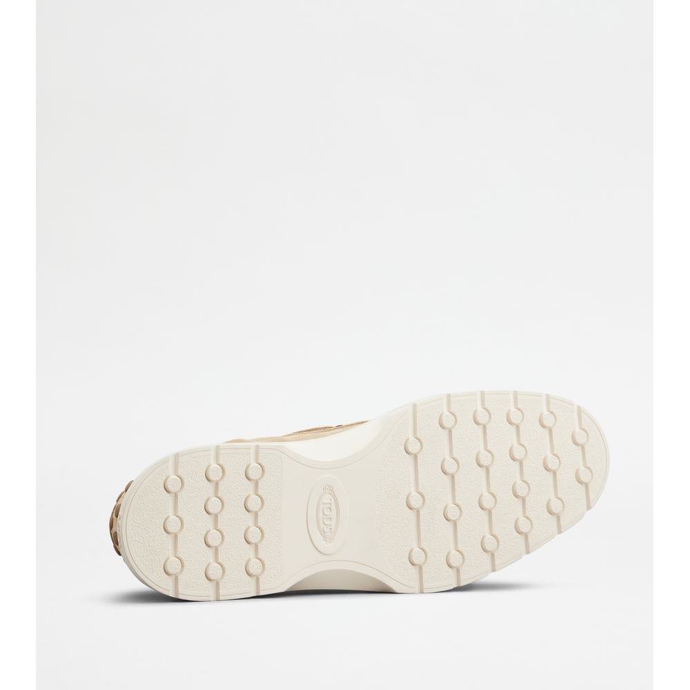 Tod's Tods Boat Shoes In Suede Beige Mens