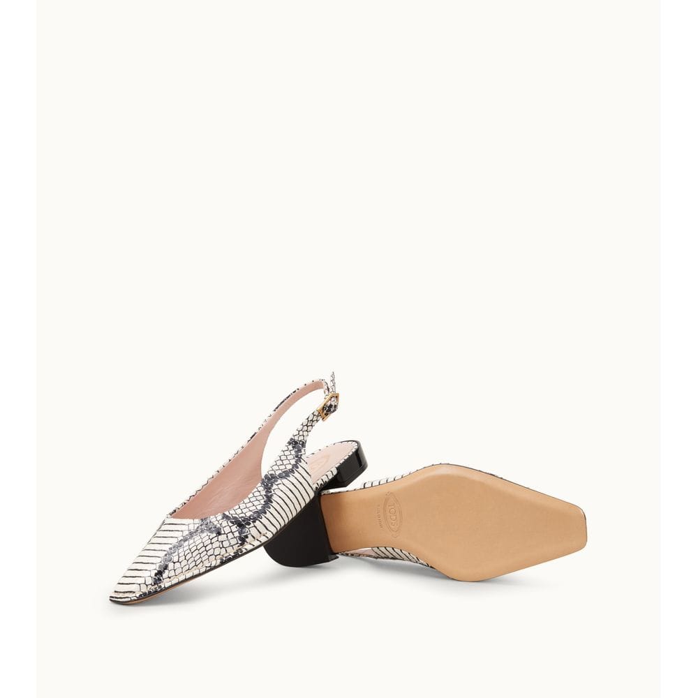 Tod's Tods Slingback In Reptile White Womens