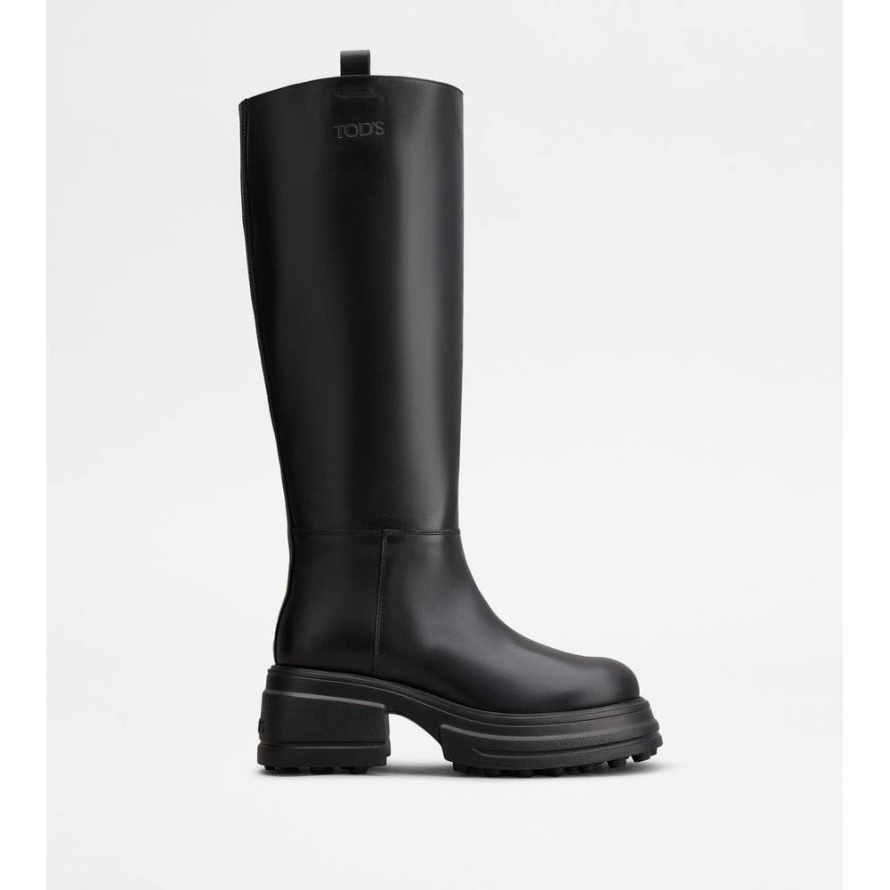 Tod's Tods Platform Boots In Leather Black Womens