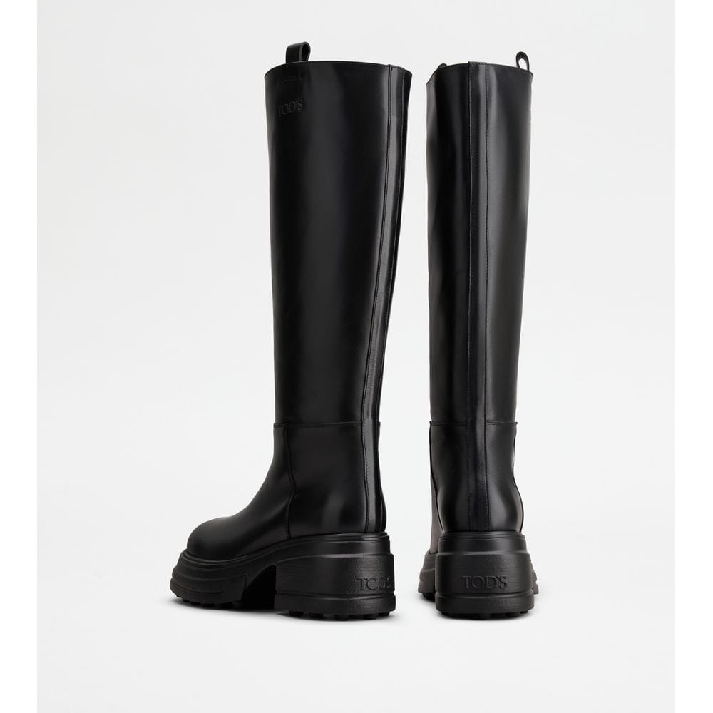 Tod's Tods Platform Boots In Leather Black Womens