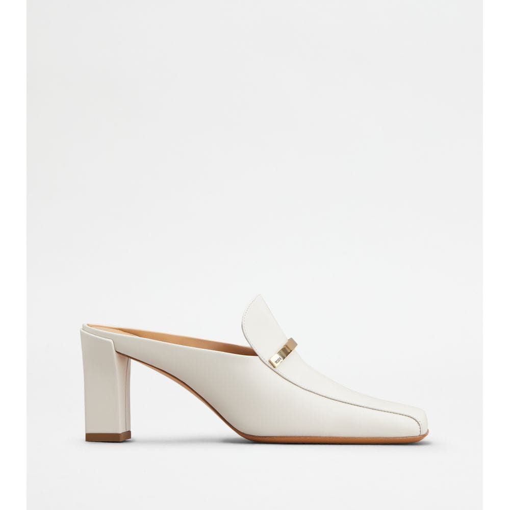 Tod's Tods Mules In Leather White Womens
