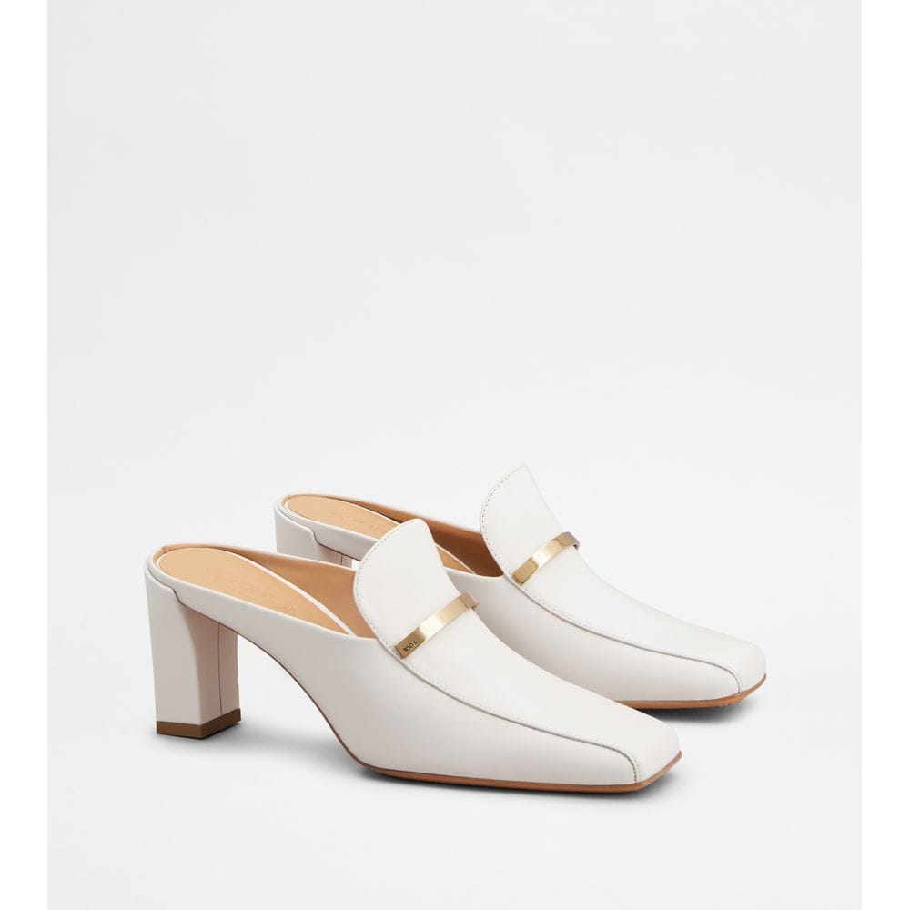 Tod's Tods Mules In Leather White Womens