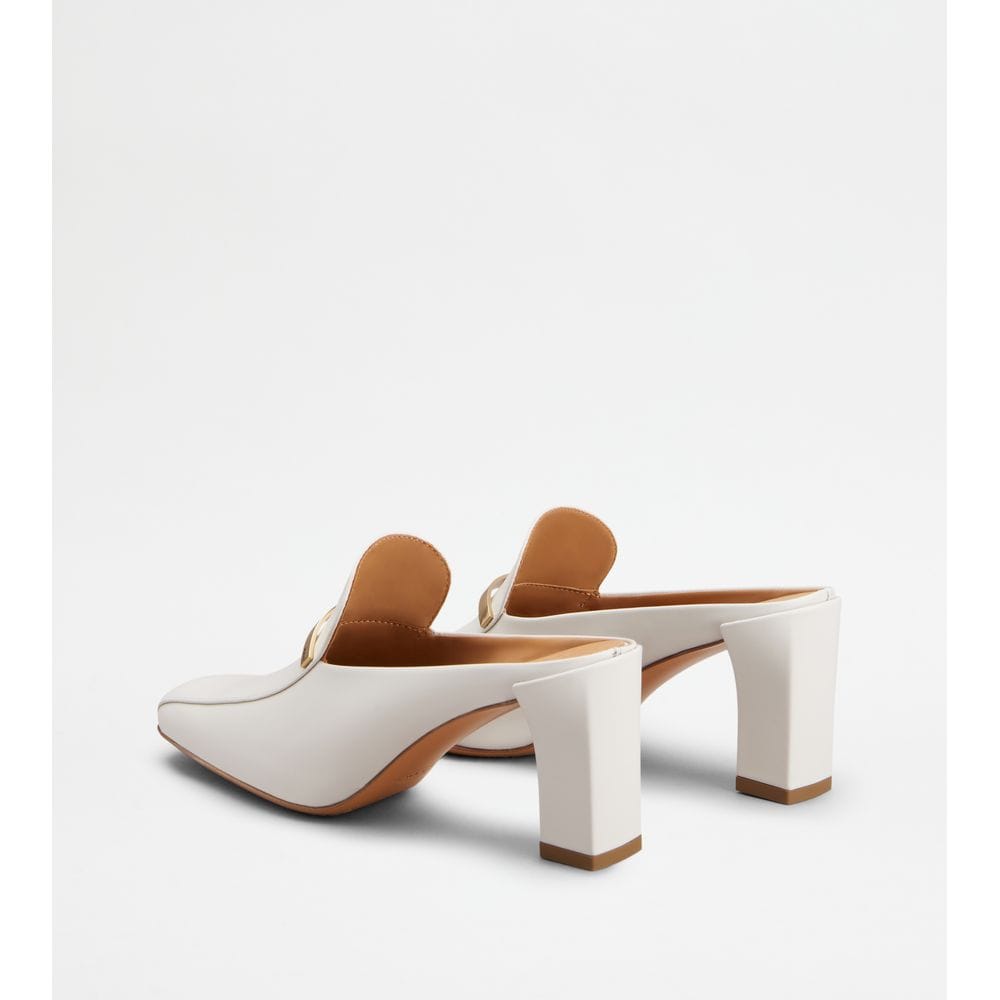 Tod's Tods Mules In Leather White Womens