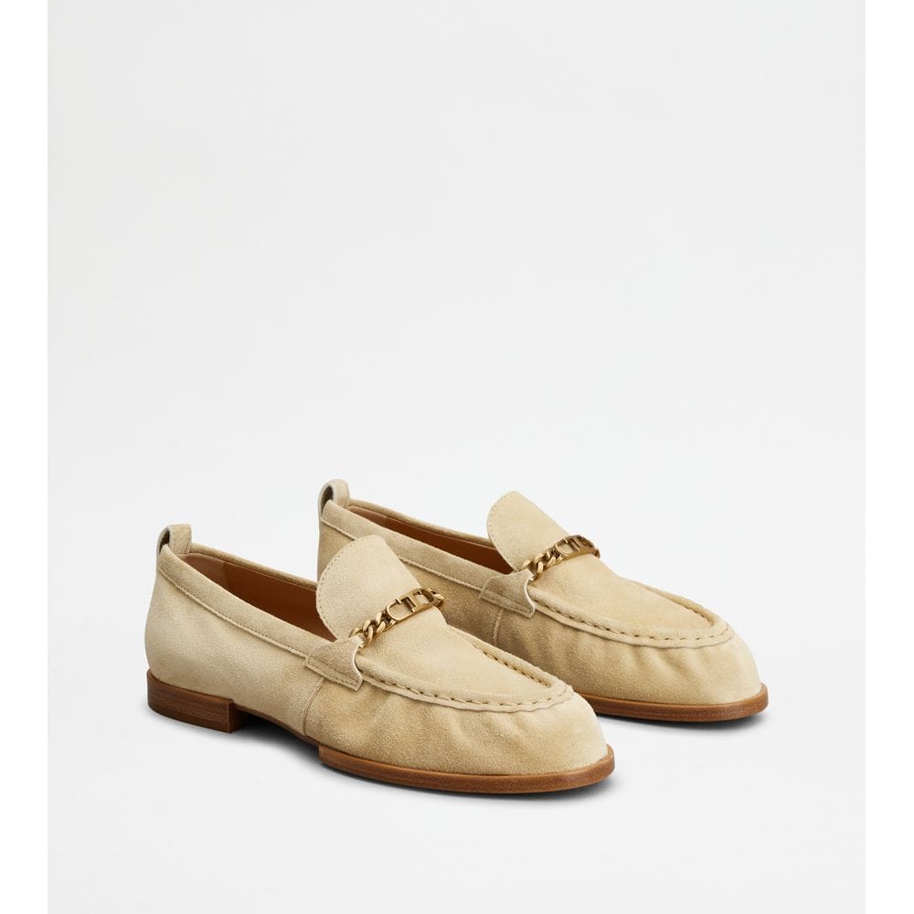 Tod's Tods Loafers In Suede Beige Womens