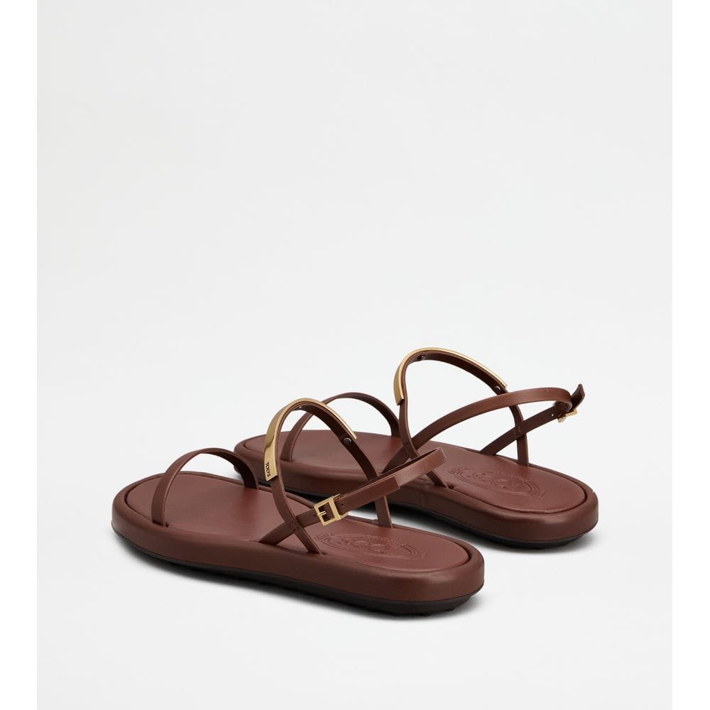 Tod's Tods Sandals In Leather Brown Womens