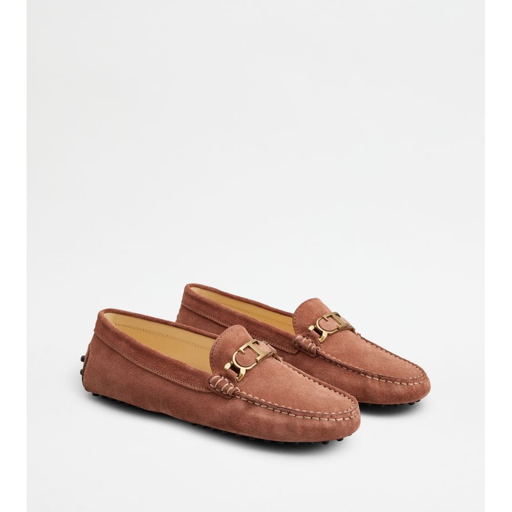 Tod's Tods Gommino Driving Shoes In Suede Brown Womens