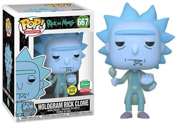 Funko Rick And Morty - Hologram Rick Clone GITD Funko - Shop Stickered Exclusive Pop! Vinyl #667