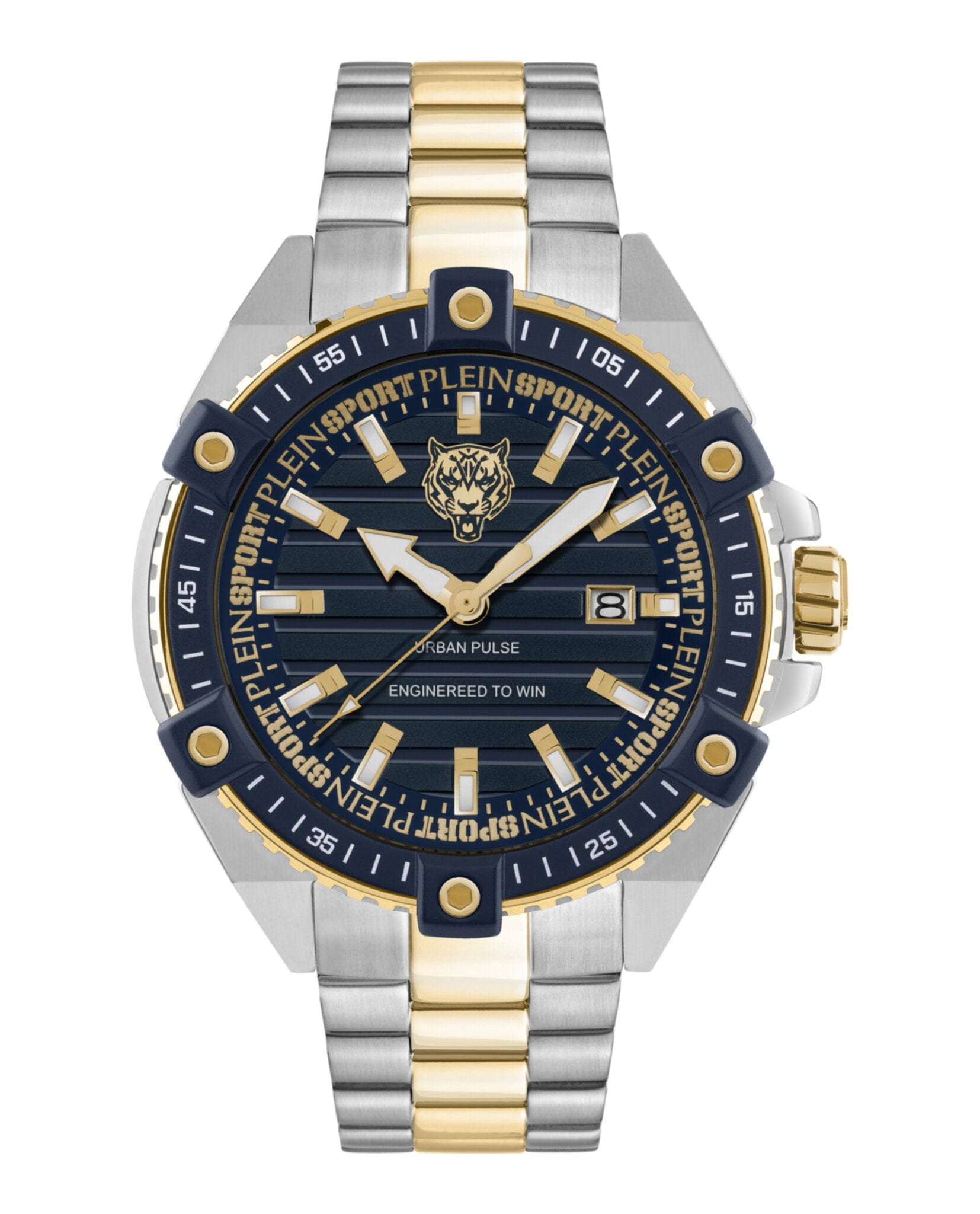 Plein Sport Mens Two Tone 47 mm Bracelet Fashion Watch