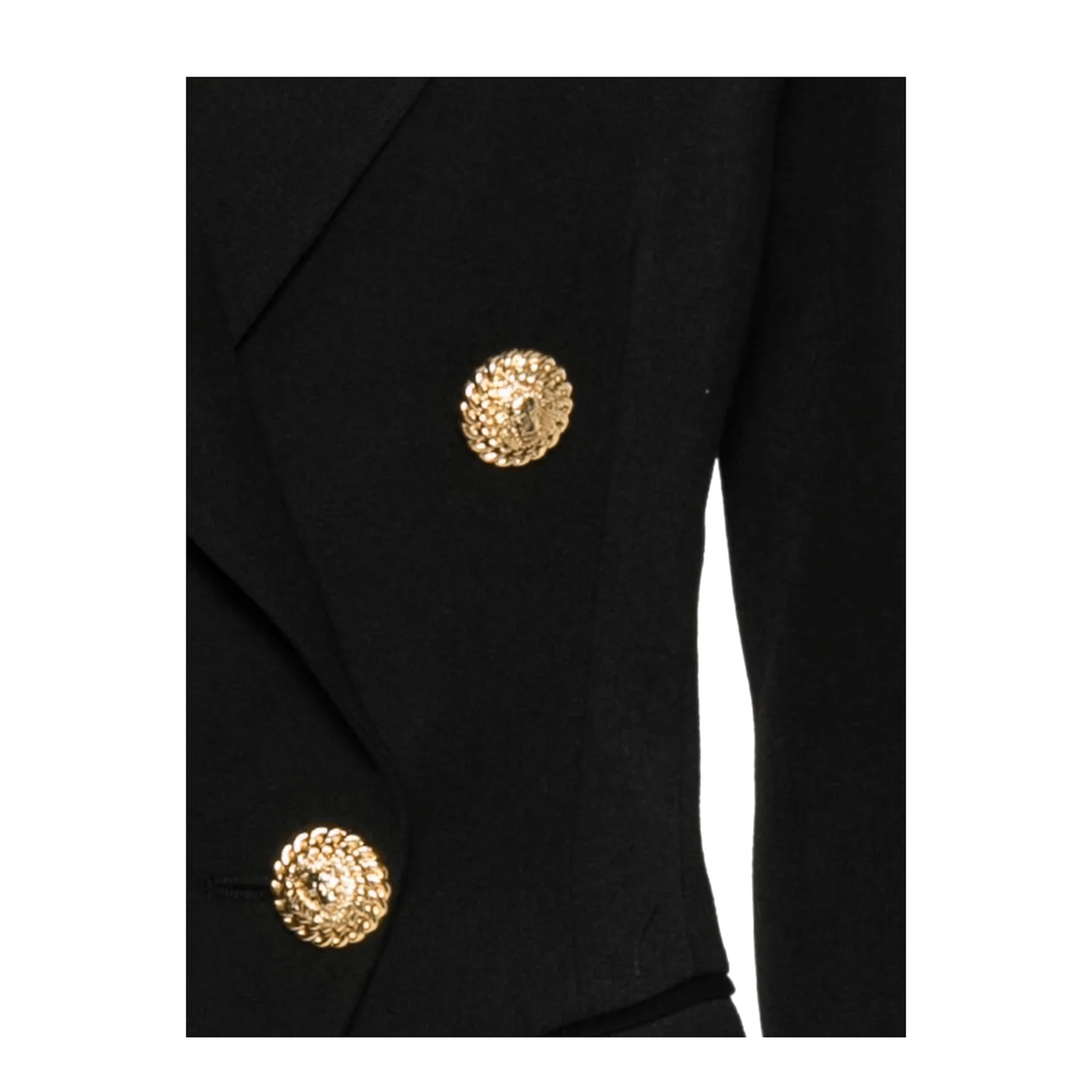 Balmain Double - Breasted Wool Blazer Black