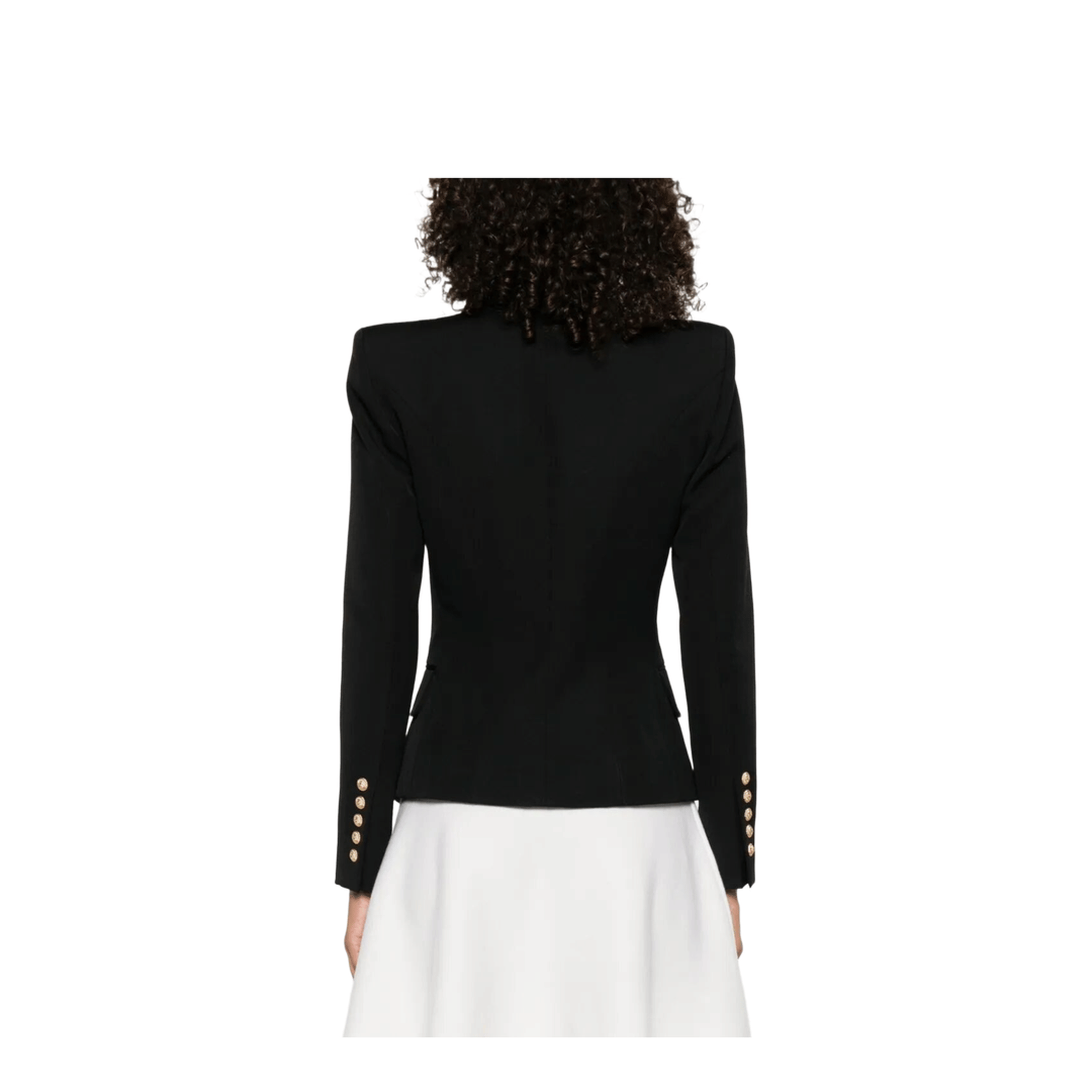 Balmain Double - Breasted Wool Blazer Black