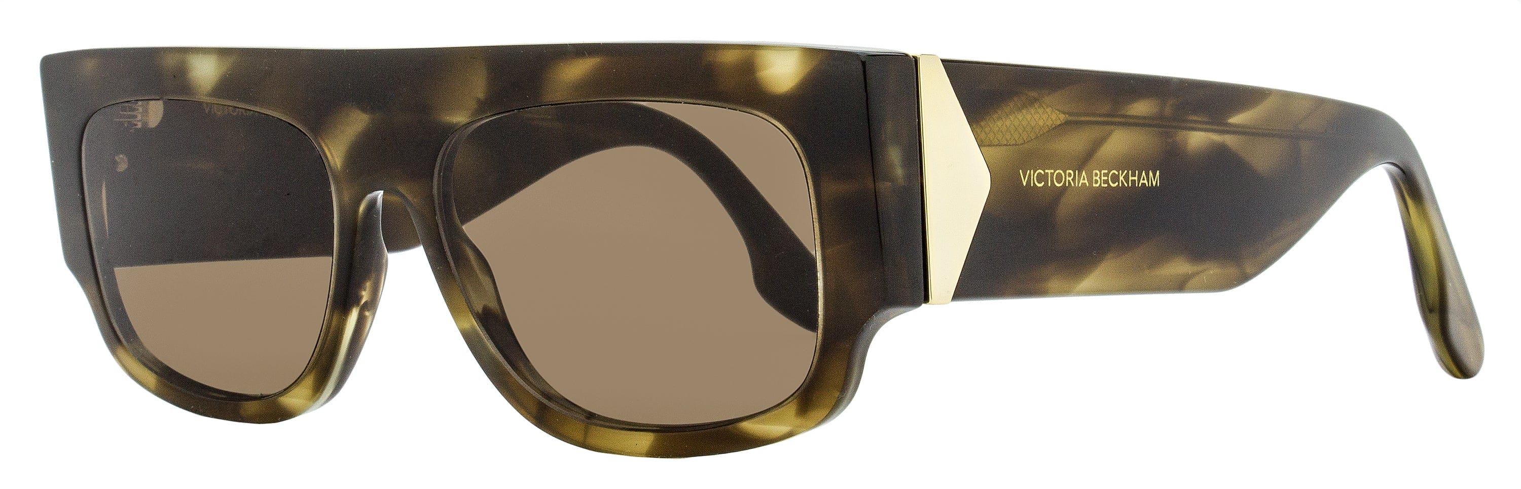 Victoria Beckham V Plaque Sunglasses VB666S 321 Kakhi Horn 55 mm