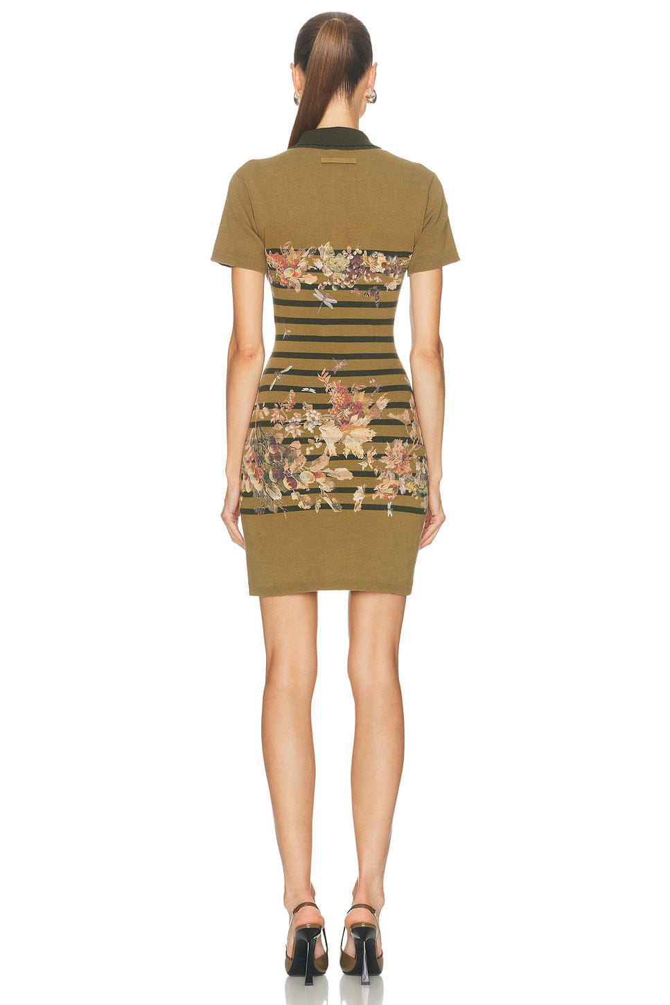 Jean Paul Gaultier Cotton Pique Printed Mariniere Grape Short Dress