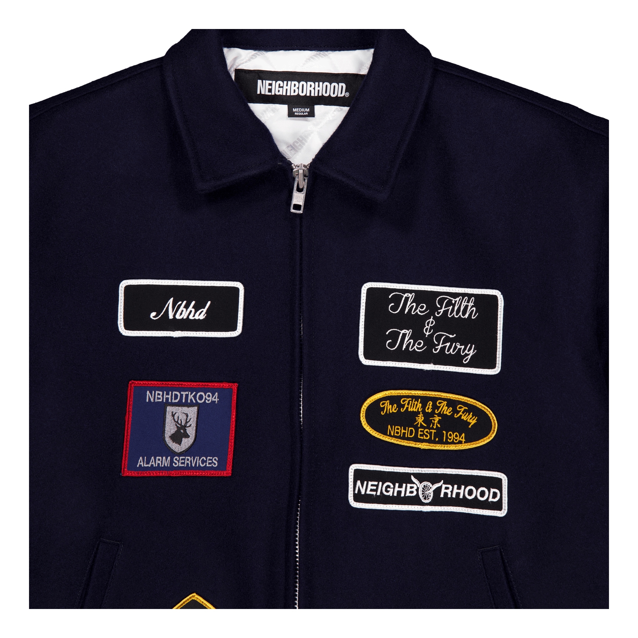 Neighborhood Melton Zip Up Jacket Navy