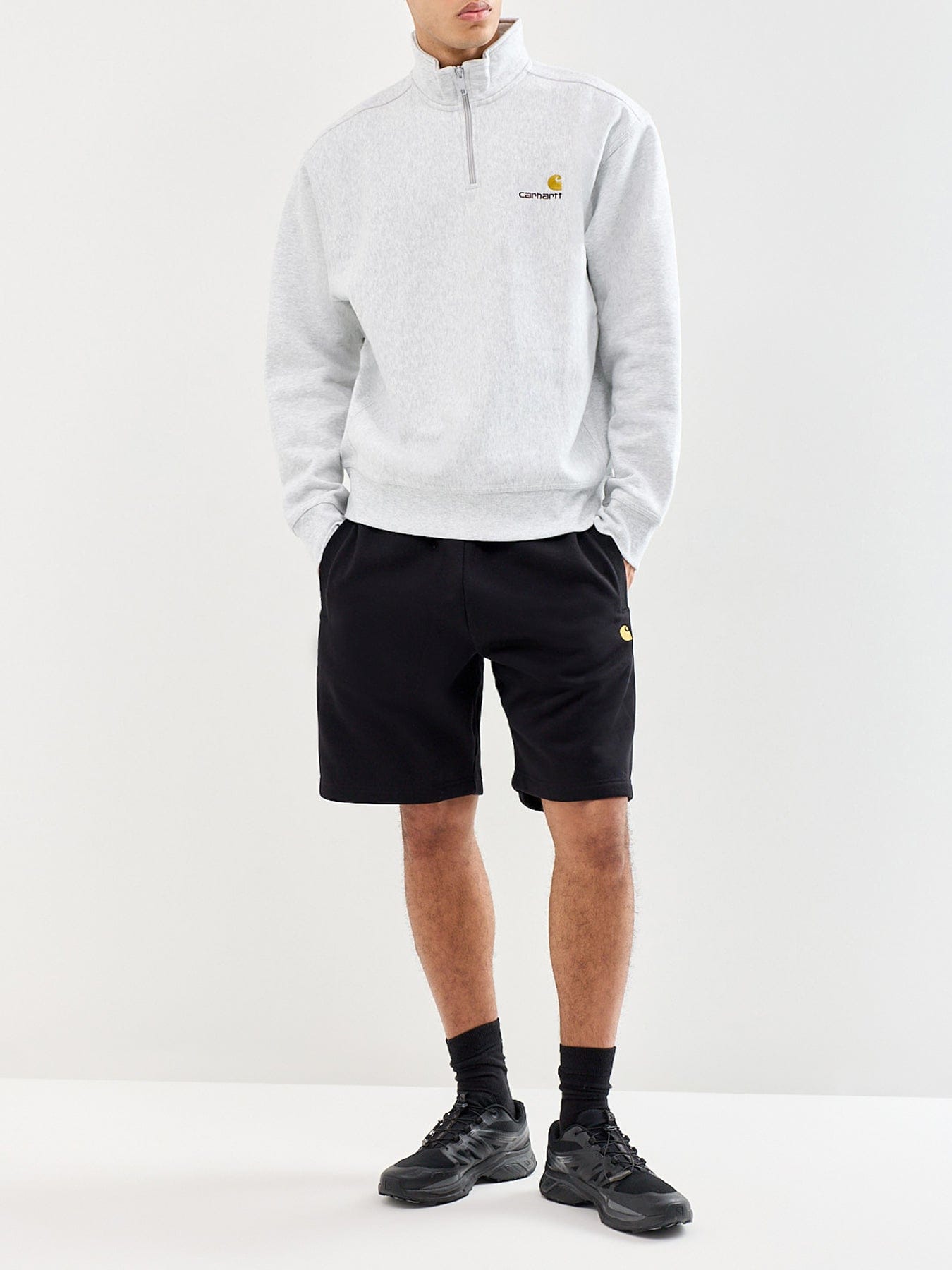 Carhartt WIP Half Zip American Script Sweatshirt Grey