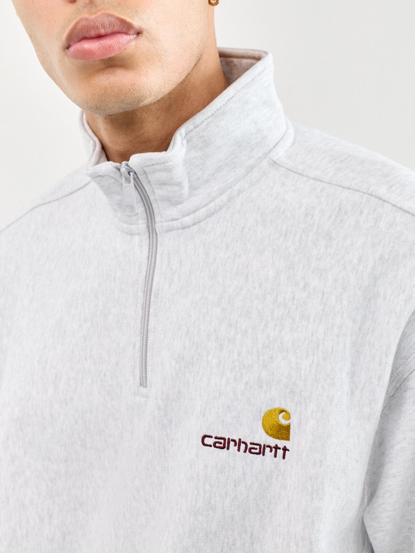 Carhartt WIP Half Zip American Script Sweatshirt Grey