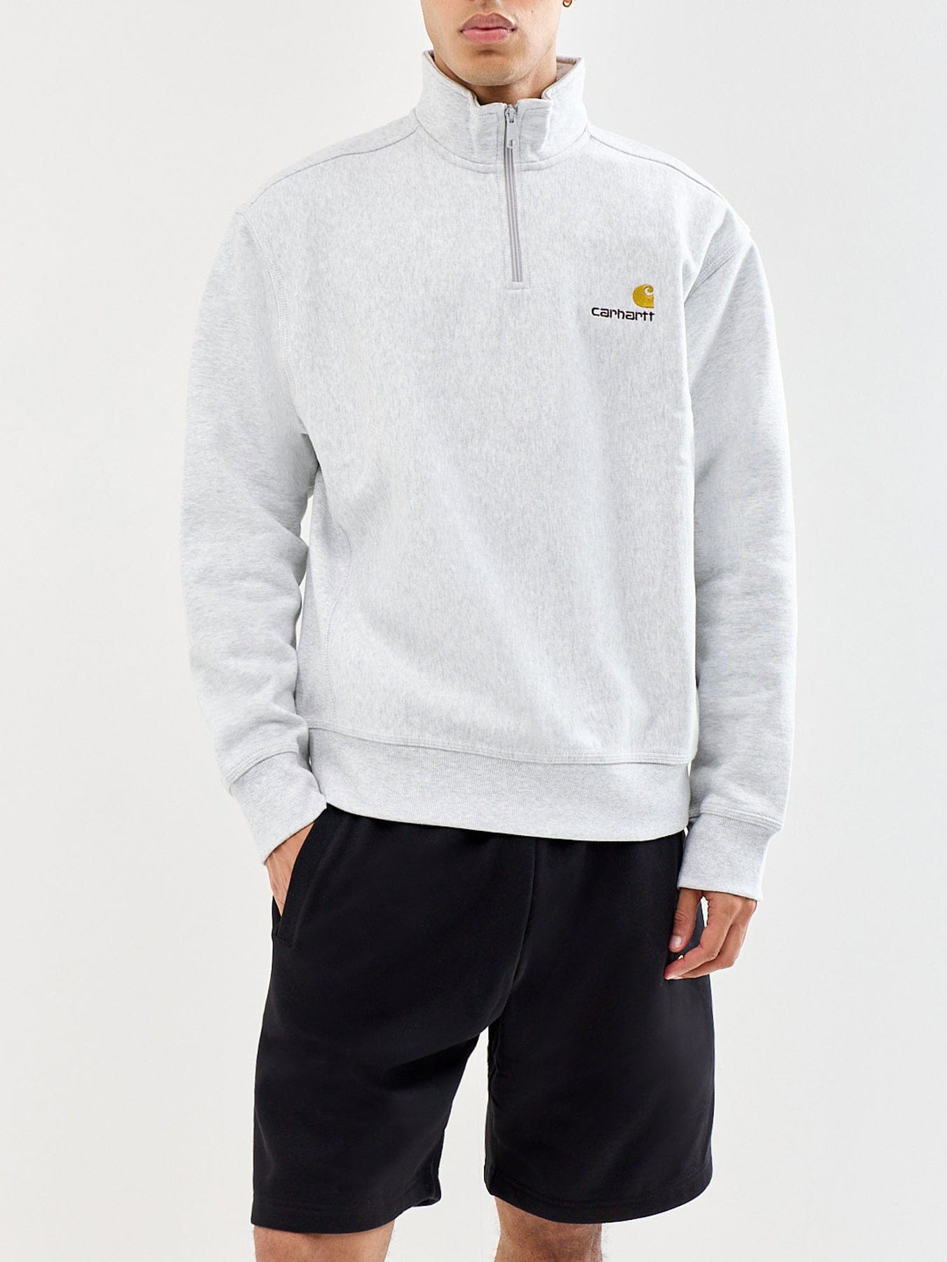 Carhartt WIP Half Zip American Script Sweatshirt Grey