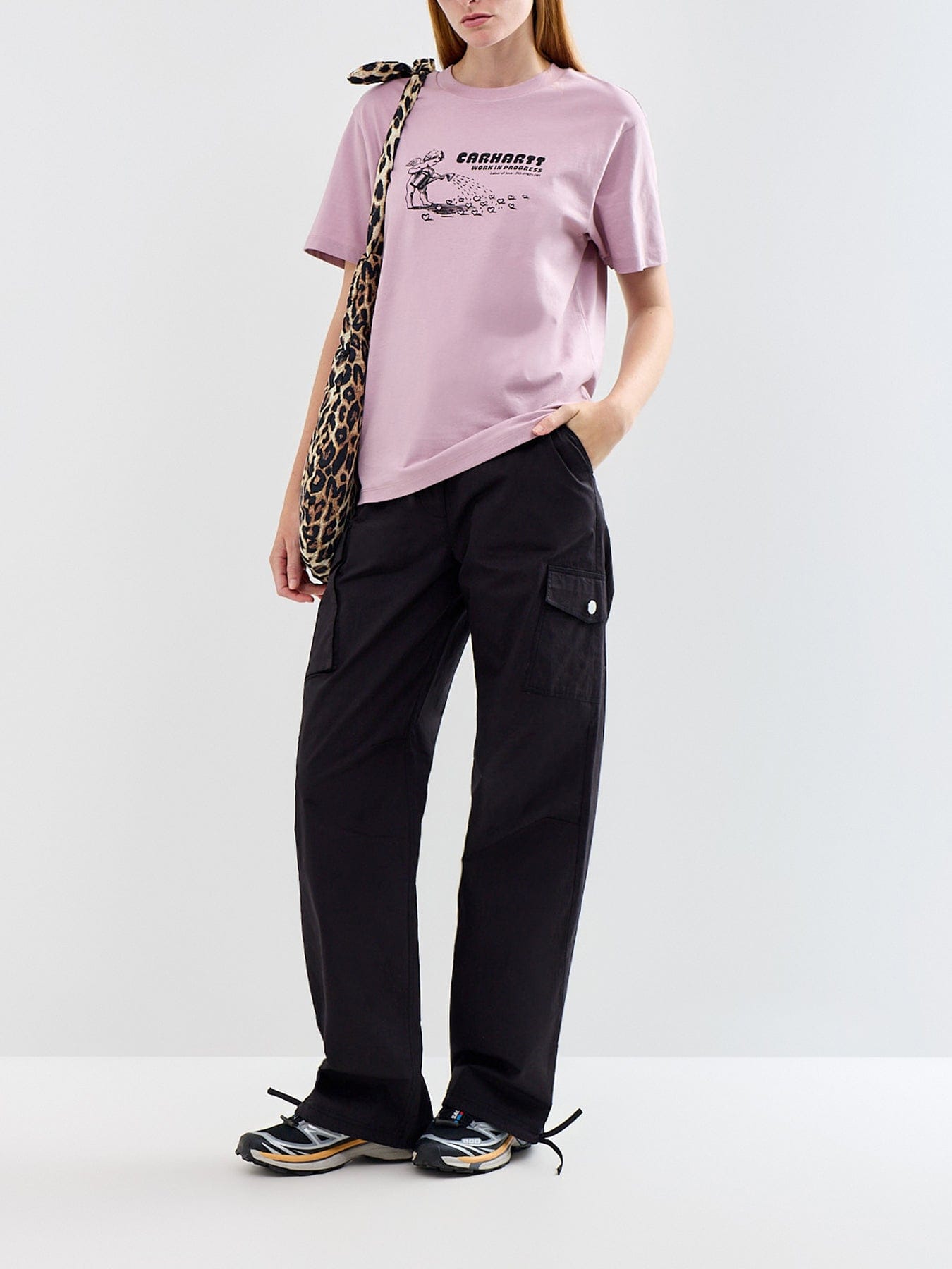 Carhartt WIP Bumper Sticker Graphic T - Shirt Pink
