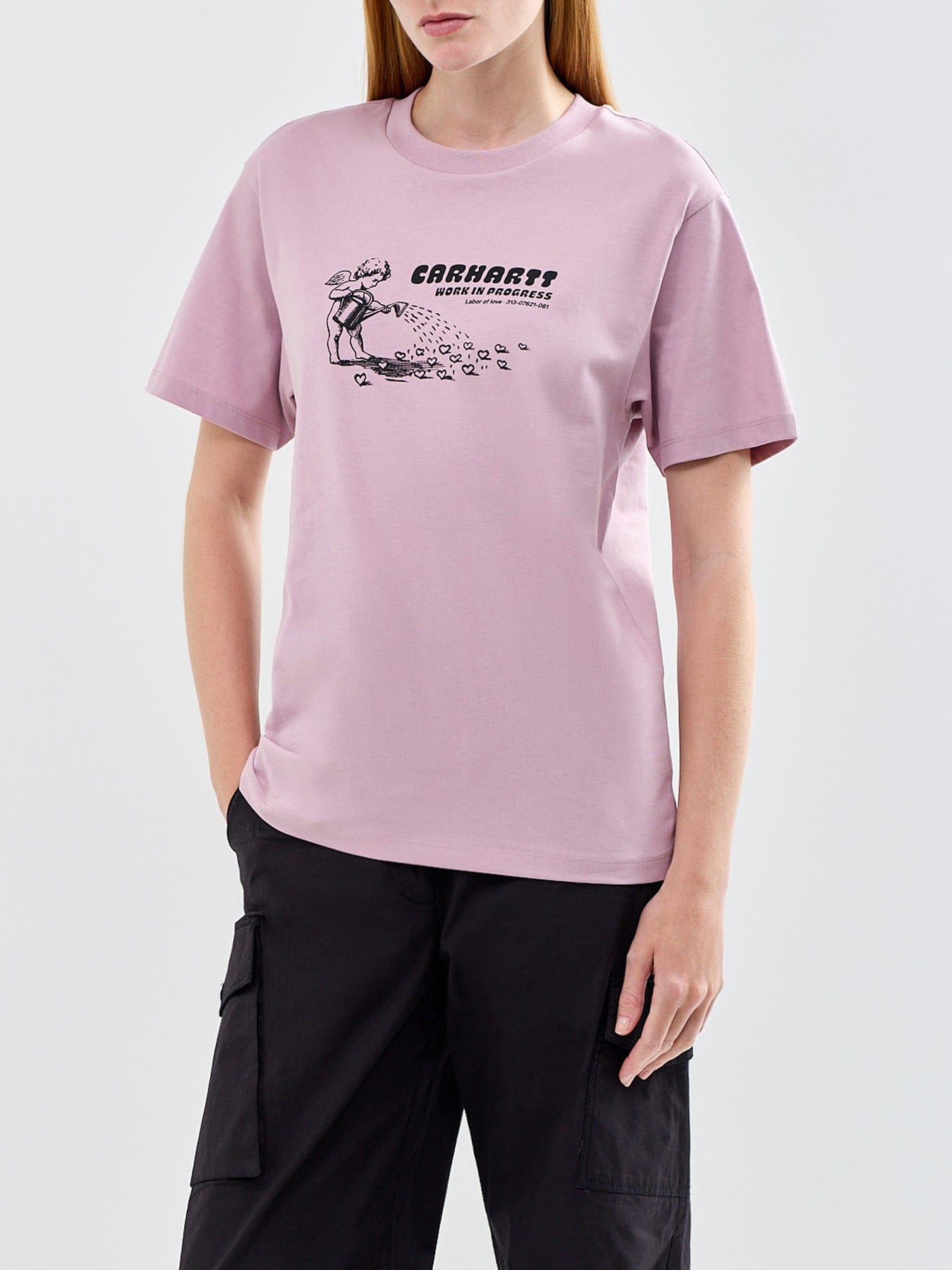 Carhartt WIP Bumper Sticker Graphic T - Shirt Pink
