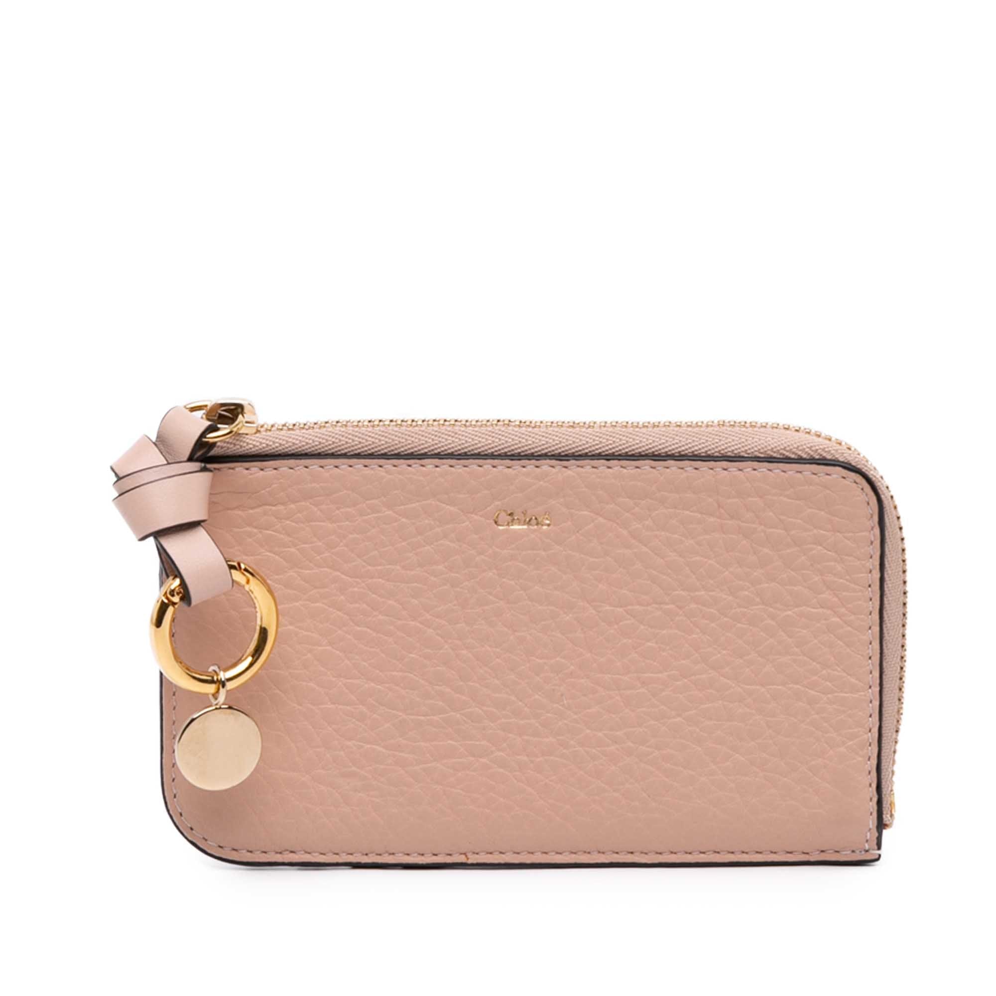 Chloé Grained Leather Alphabet Zip Card Holder
