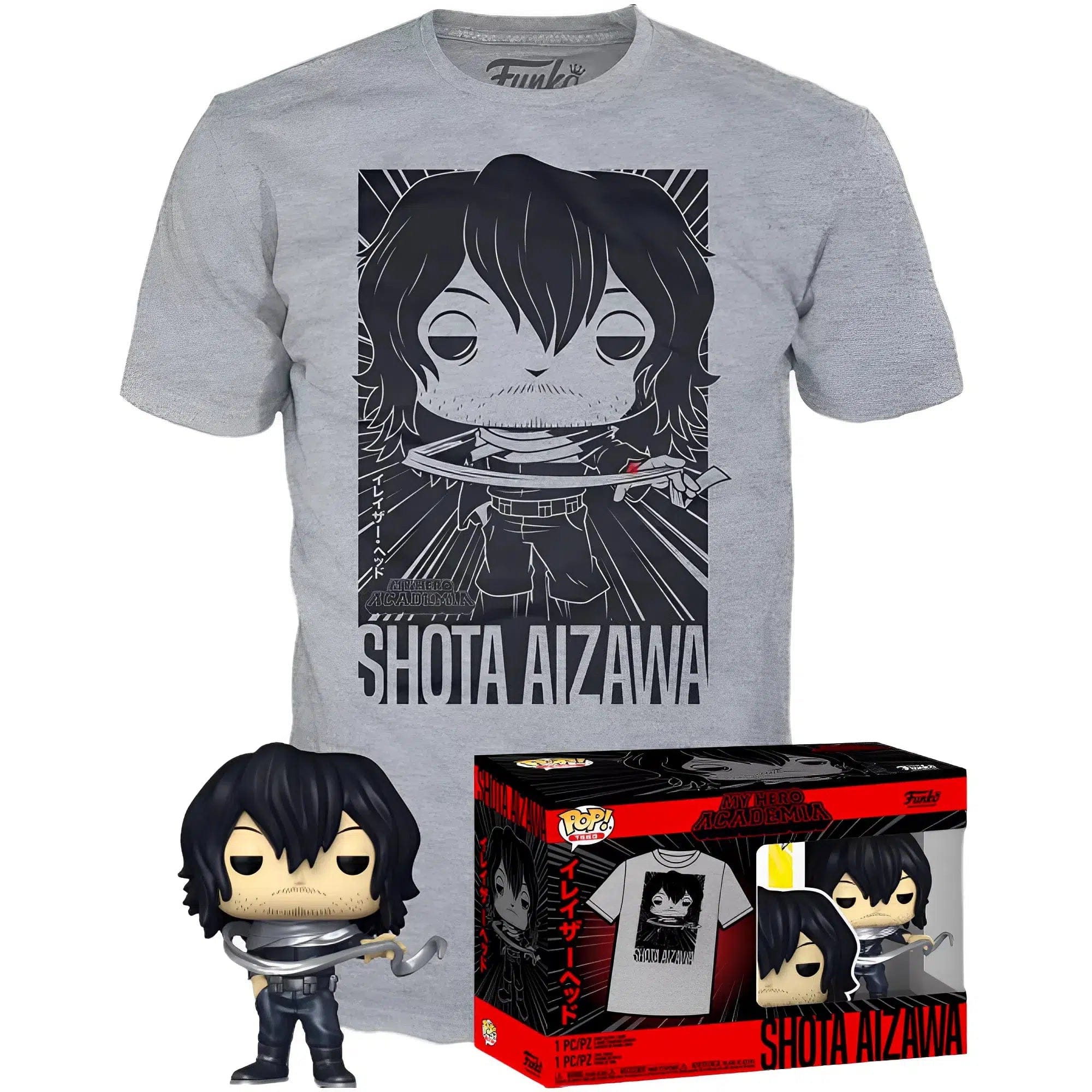 Funko My Hero Academia - Shota Aizawa Figure & T - Shirt Bundle - POP! T-Shirt Series