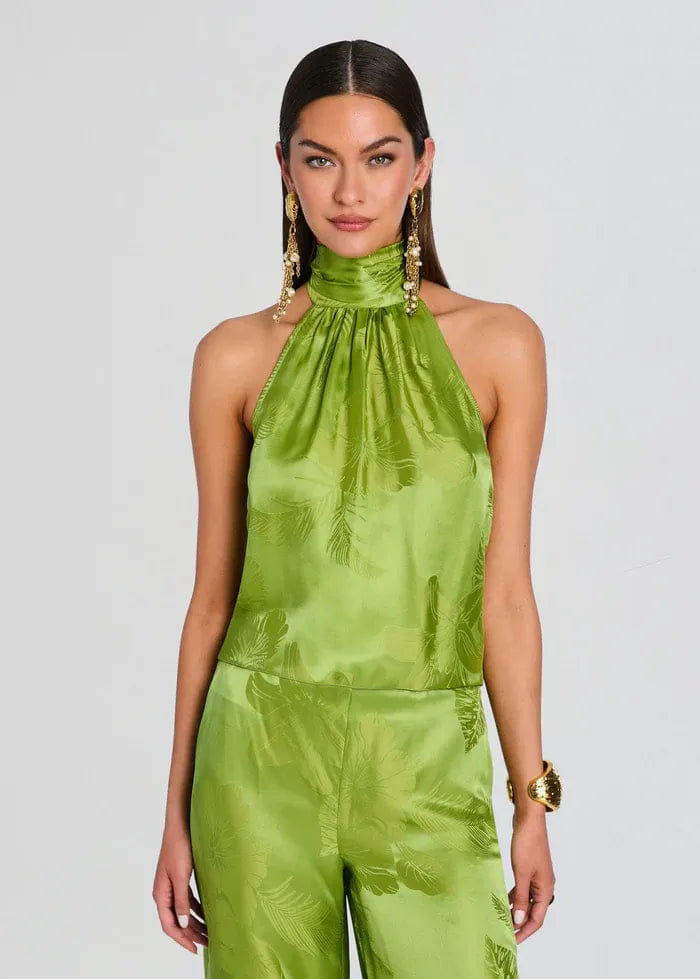 Retrofete Martana Kiwi Tropical Sleeveless Top in Green