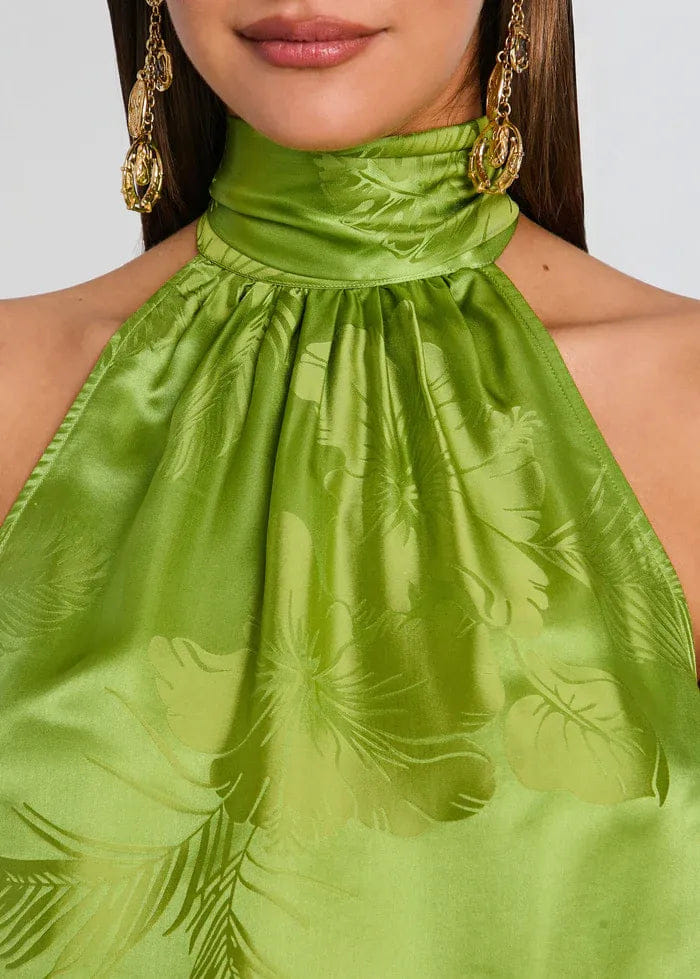 Retrofete Martana Kiwi Tropical Sleeveless Top in Green