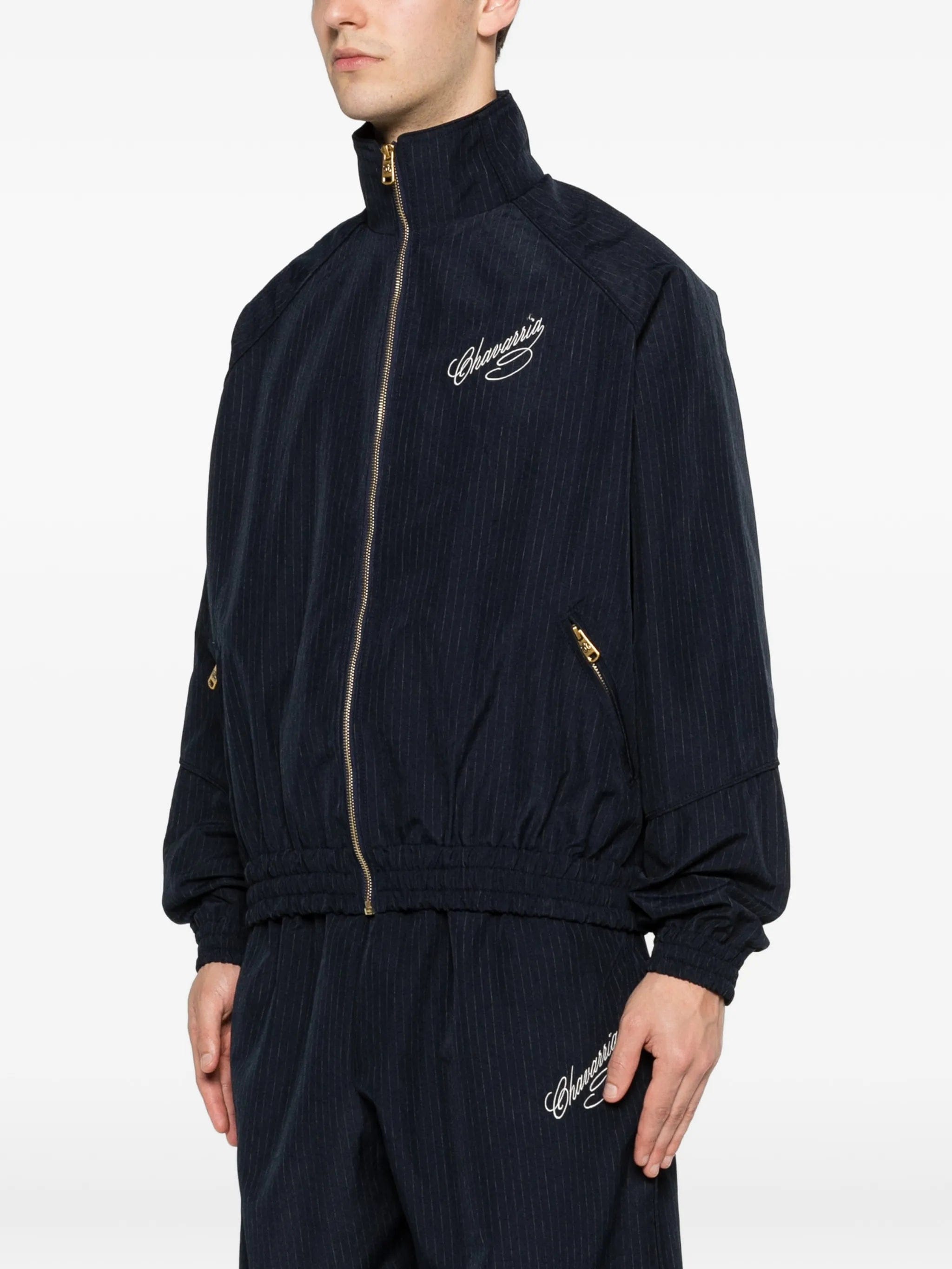 Willy Chavarria pinstripe - pattern zip - fastening jacket