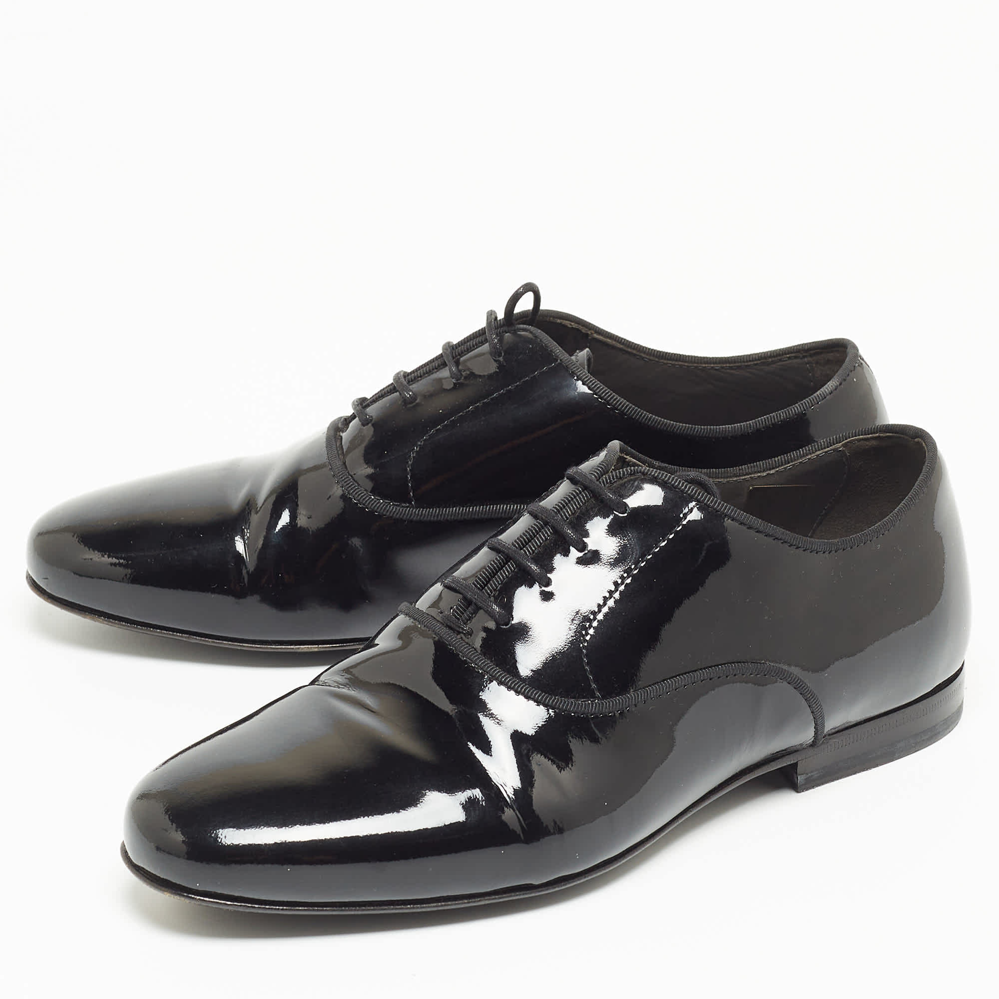 Lanvin Black Patent Leather Lace Up Oxford
