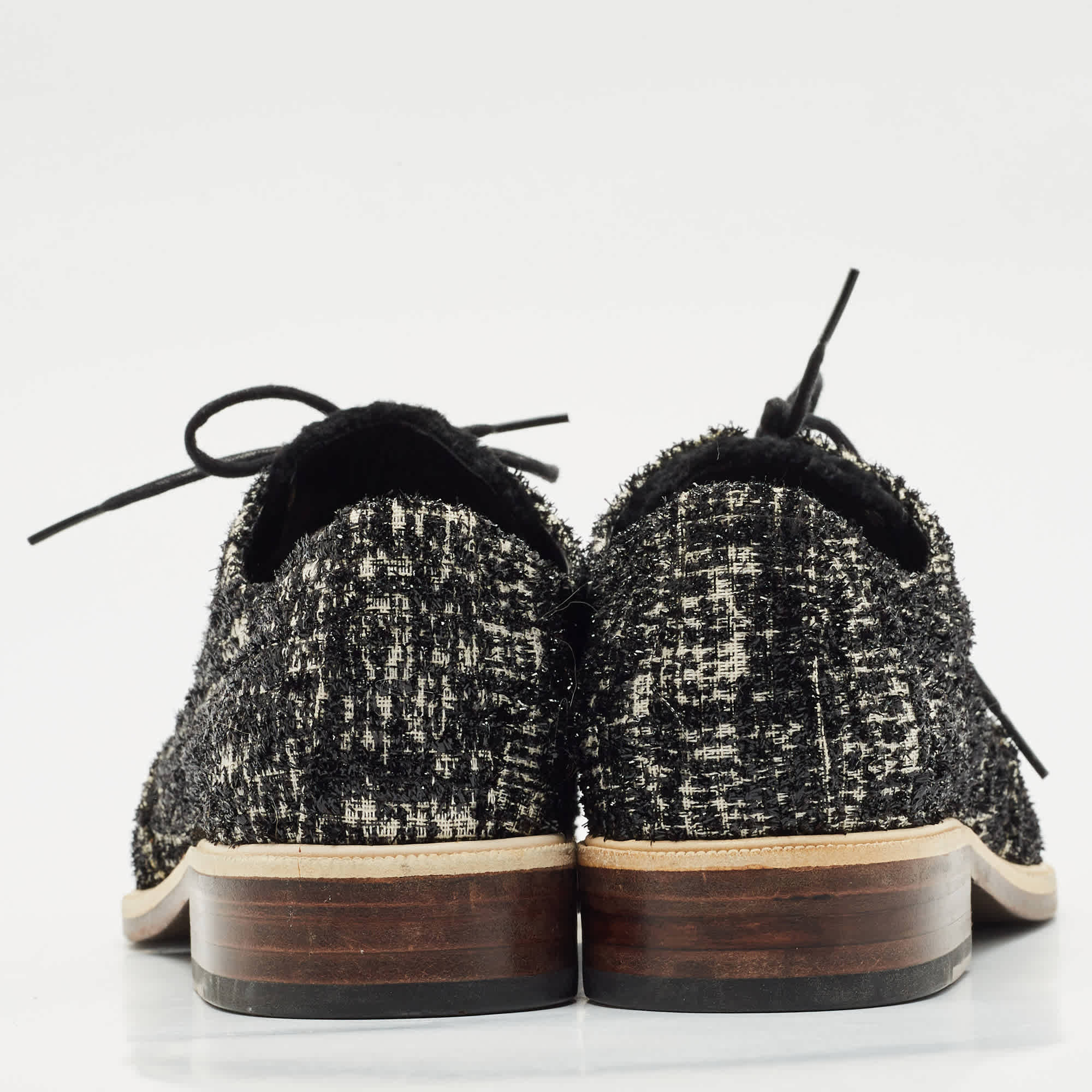 Lanvin Black/white Velvet Lace Up Derby