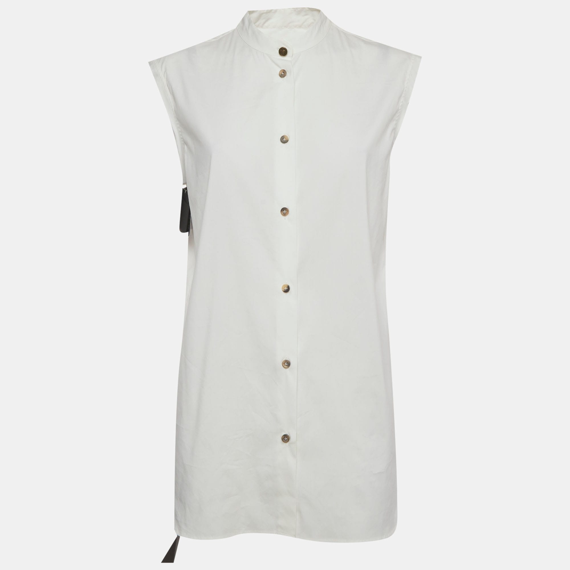 Lanvin White Stretch Cotton Sleeveless Top