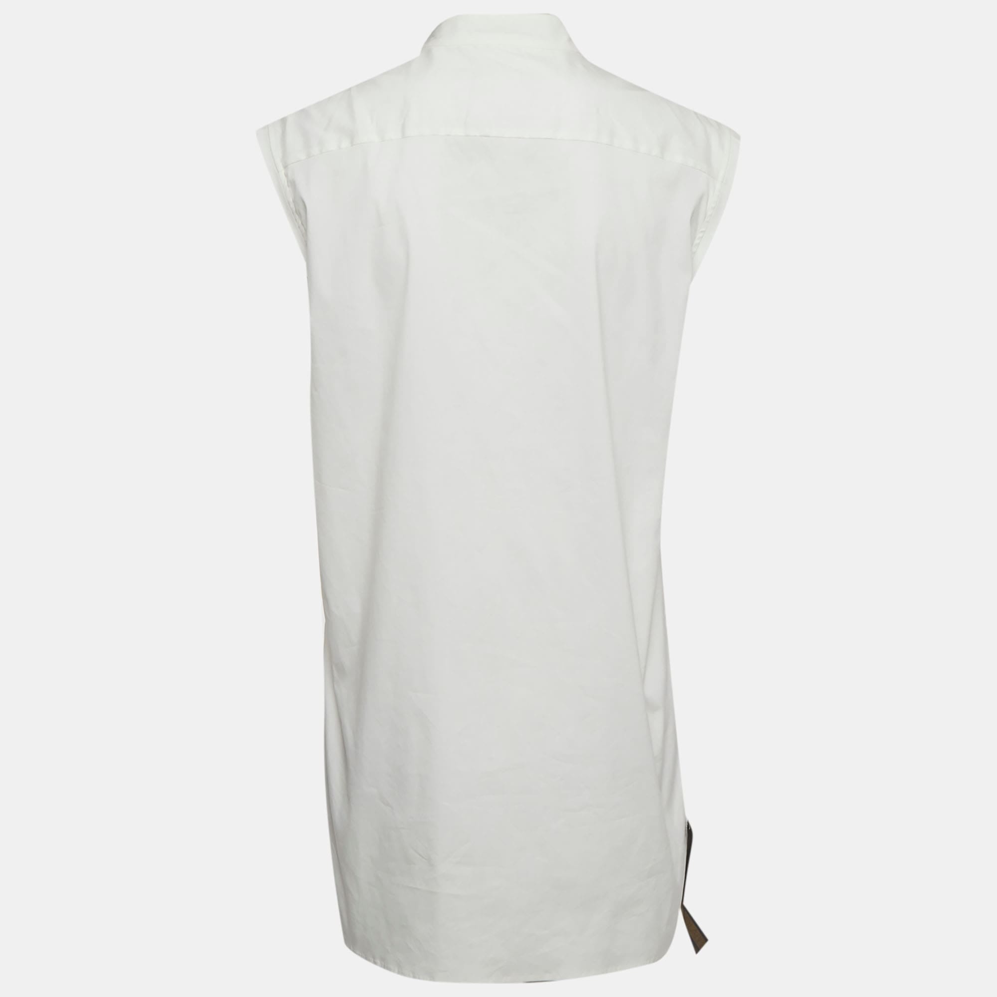Lanvin White Stretch Cotton Sleeveless Top