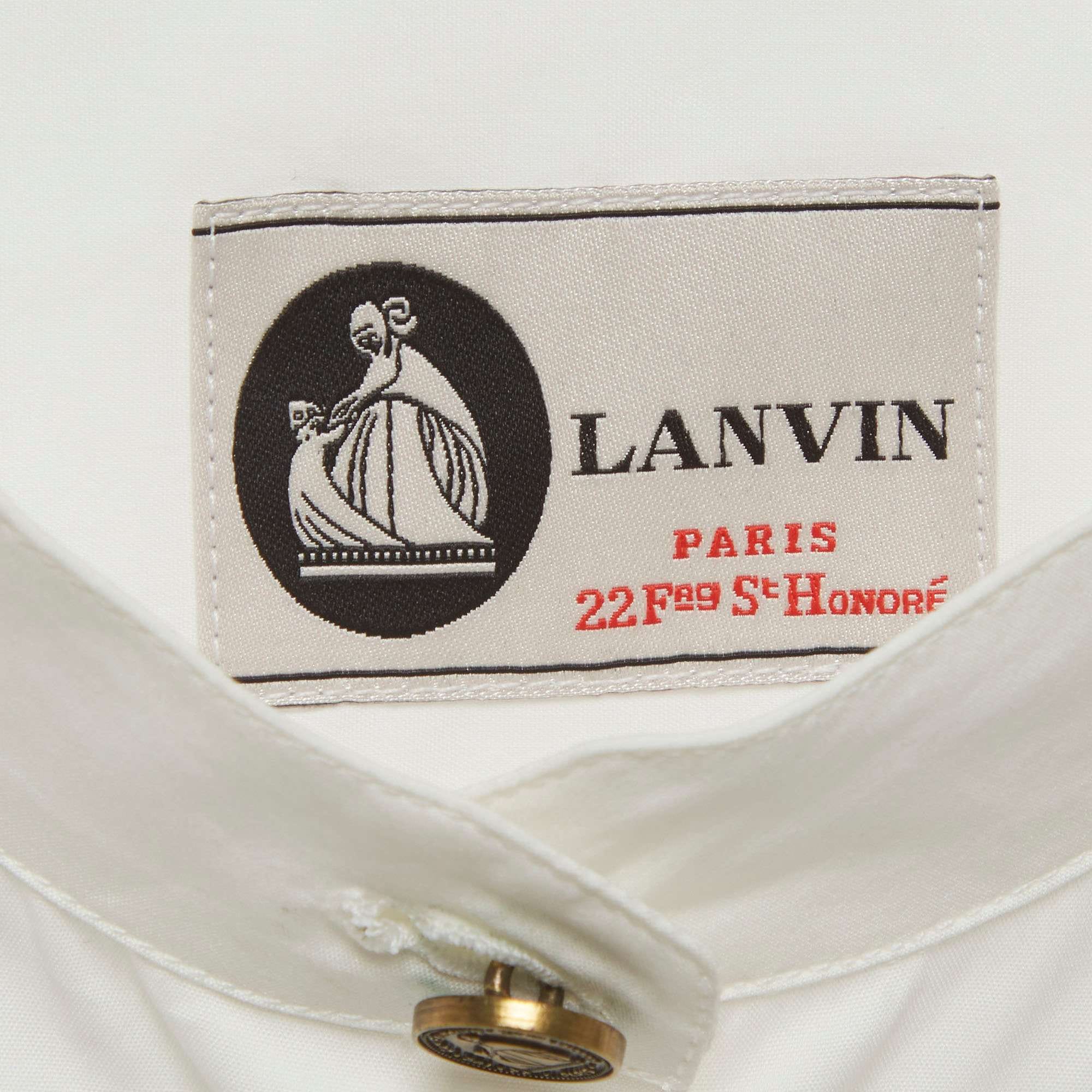 Lanvin White Stretch Cotton Sleeveless Top