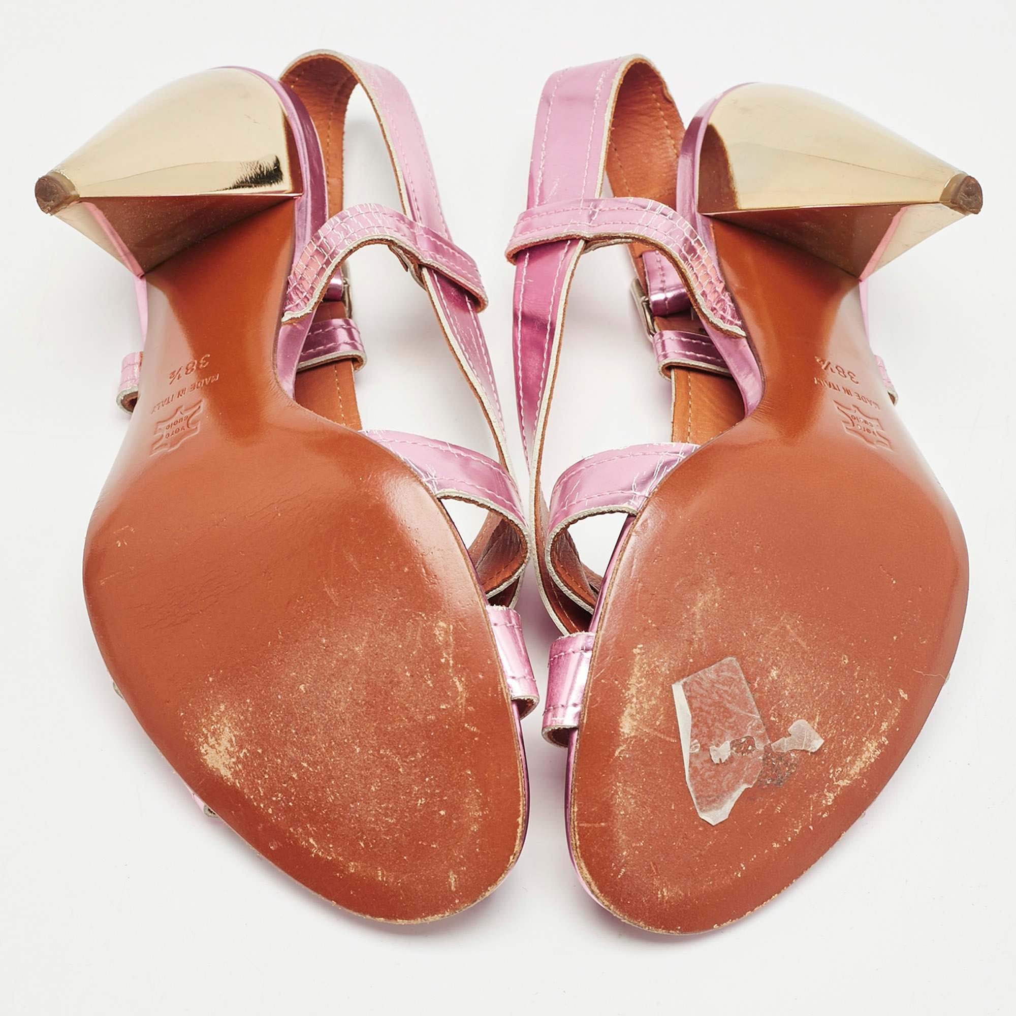 Lanvin Pink Leather Ankle Strap Sandals