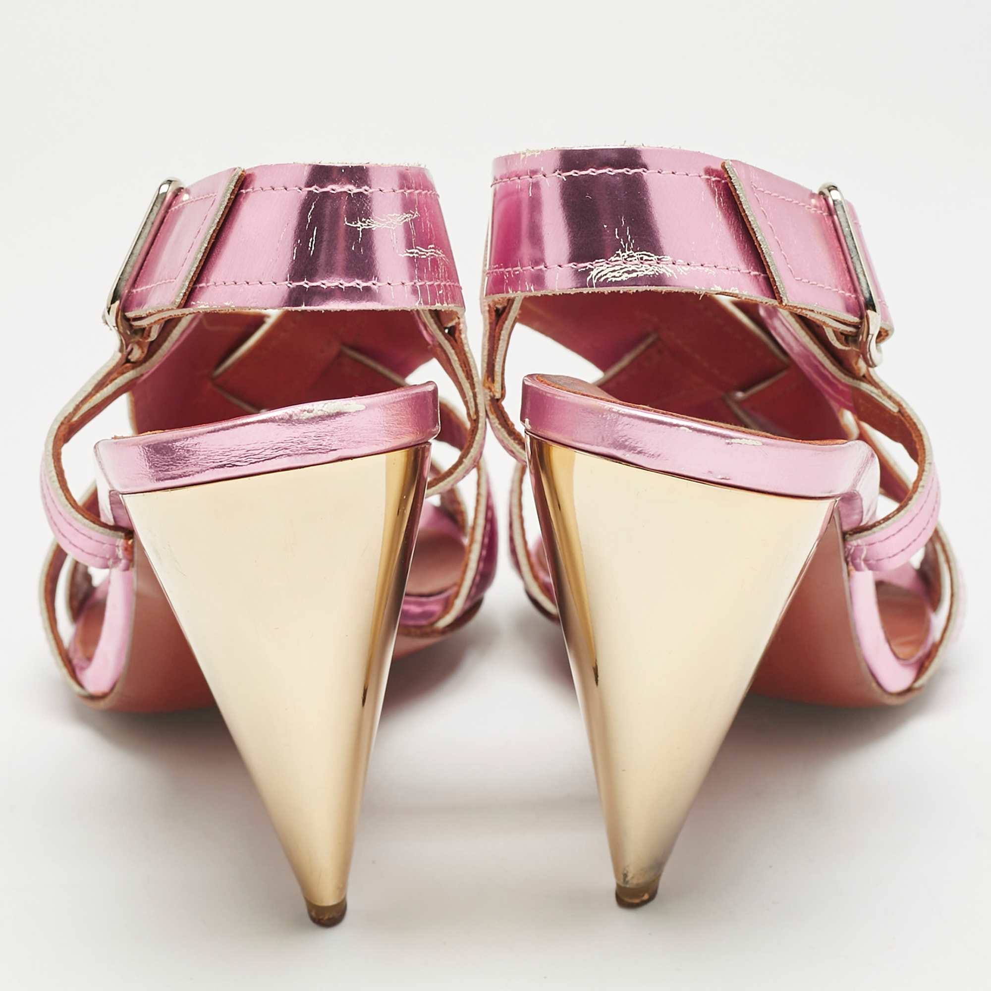 Lanvin Pink Leather Ankle Strap Sandals