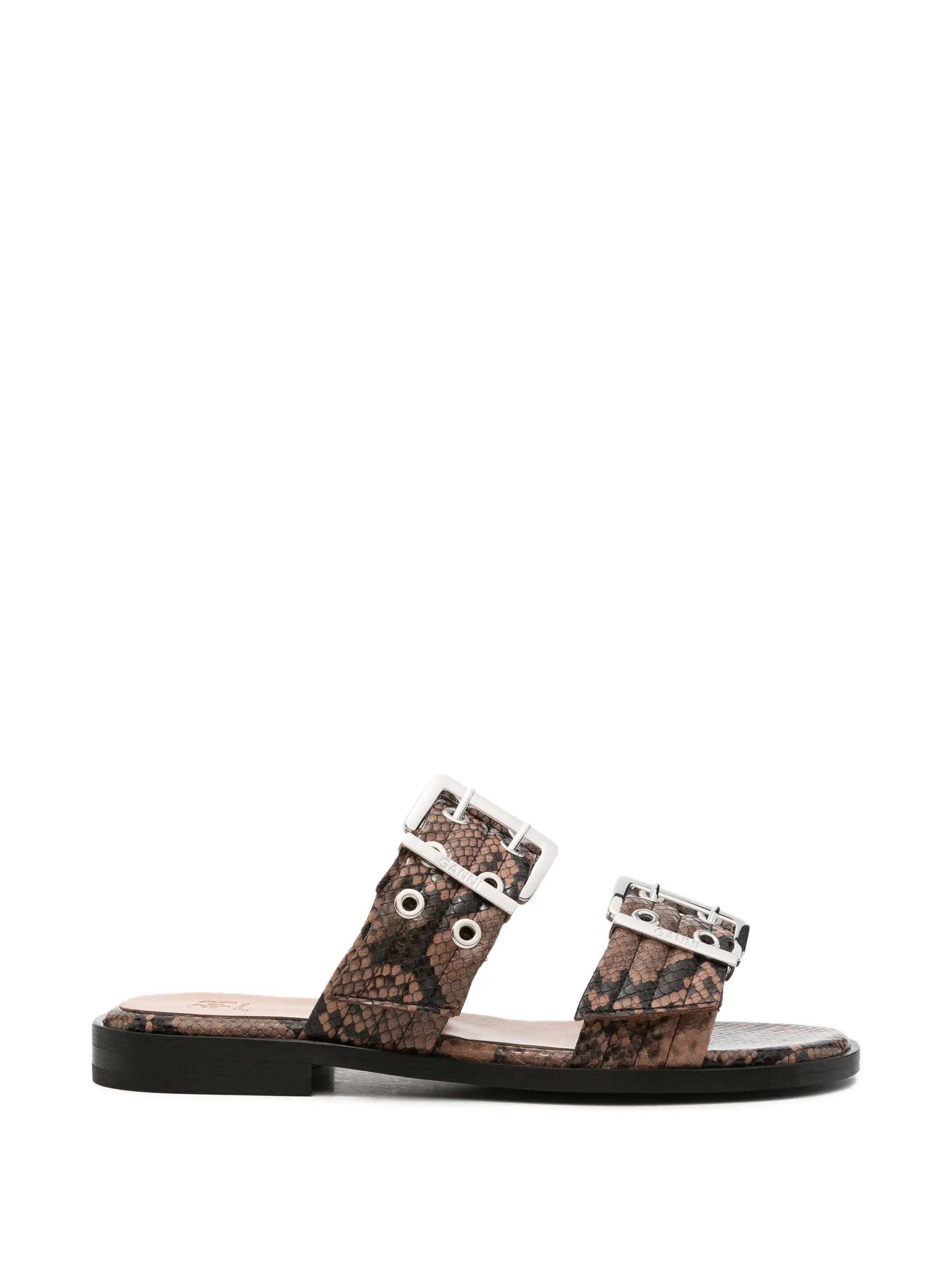 GANNI buckle - fastening snakeskin - effect sandals
