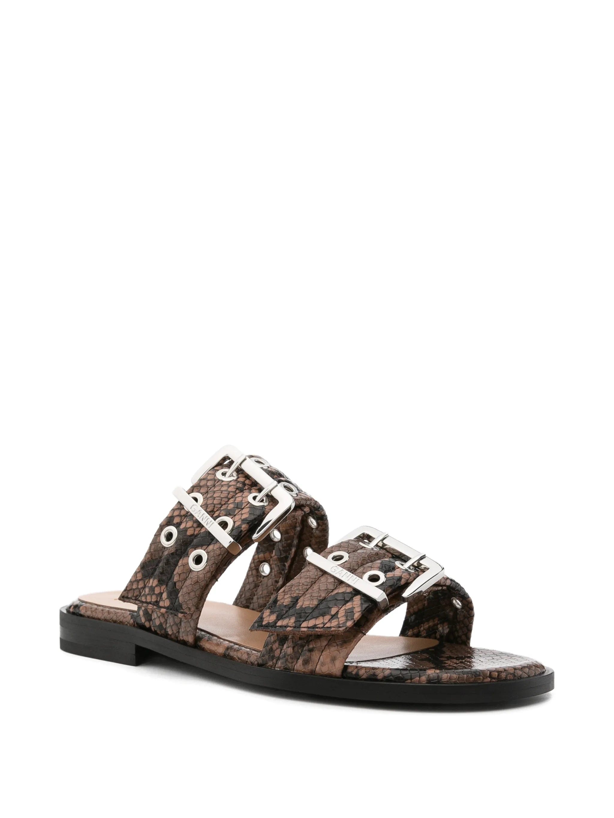 GANNI buckle - fastening snakeskin - effect sandals