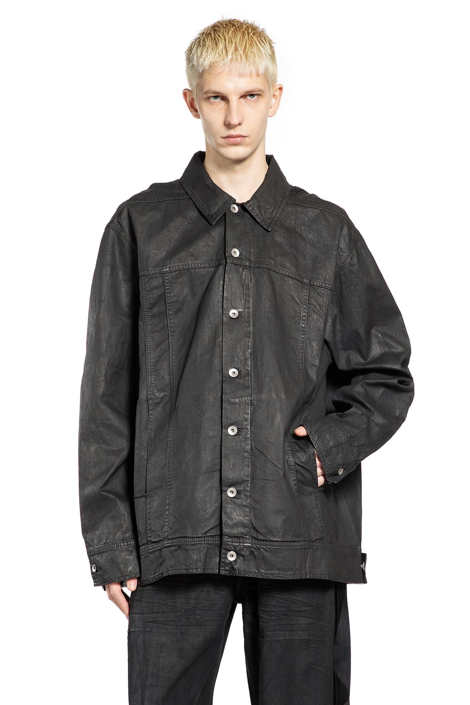 RICK OWENS Drkshdw Temple Jumbo Worker in Stretch Denim