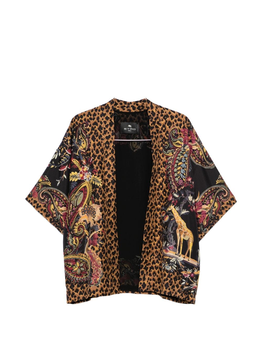 Etro Leopard Print and Paisley Silk Jacket — Tan