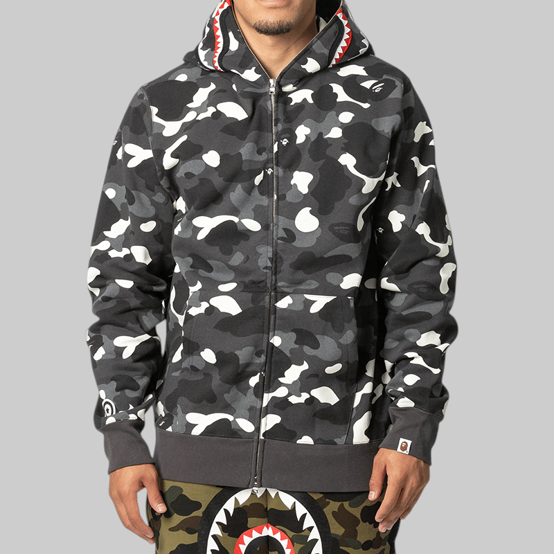 A Bathing Ape® City Camo Shark Regular Fit Full Zip Hoodie - Black