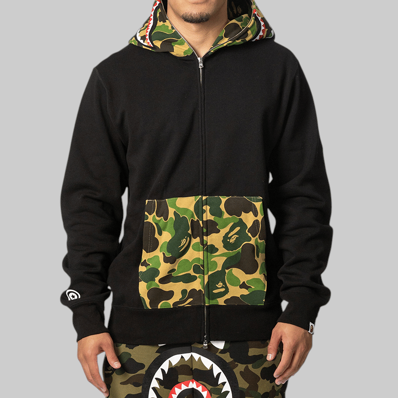 A Bathing Ape® ABC Camo Shark Relaxed Fit Full Zip Hoodie - Black