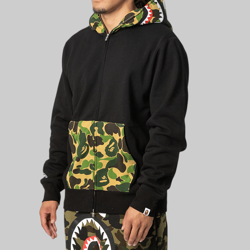 A Bathing Ape® ABC Camo Shark Relaxed Fit Full Zip Hoodie - Black