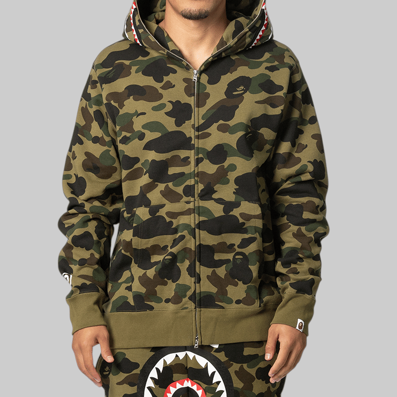 A Bathing Ape® 1st Camo Shark Full Zip Hoodie - Green