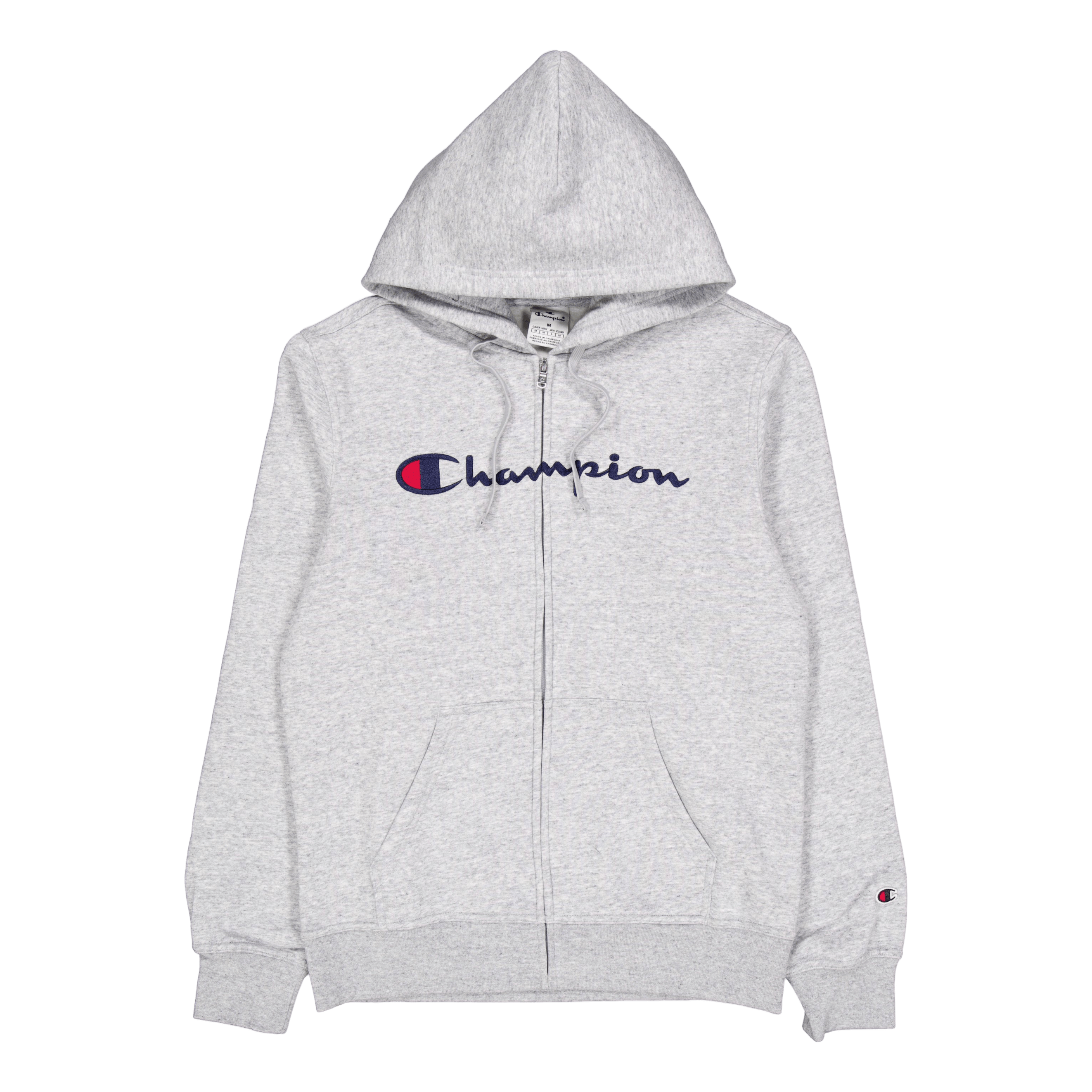 Champion Full Zip Hoodie Sweatshirt New Oxford Grey Melange