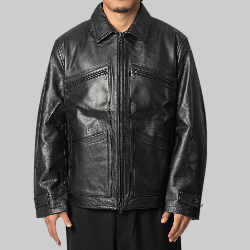 Y-3 Leather Blouson Jacket - Black