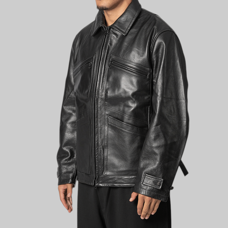 Y-3 Leather Blouson Jacket - Black
