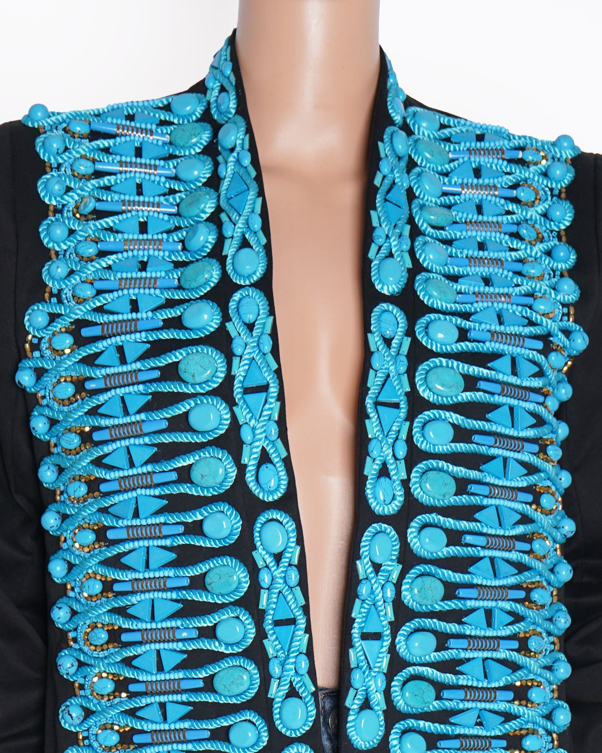 Balmain New Balmain Women's Embroidery Military Stand Collar Evening Party Slim Coat Jacket Blazer