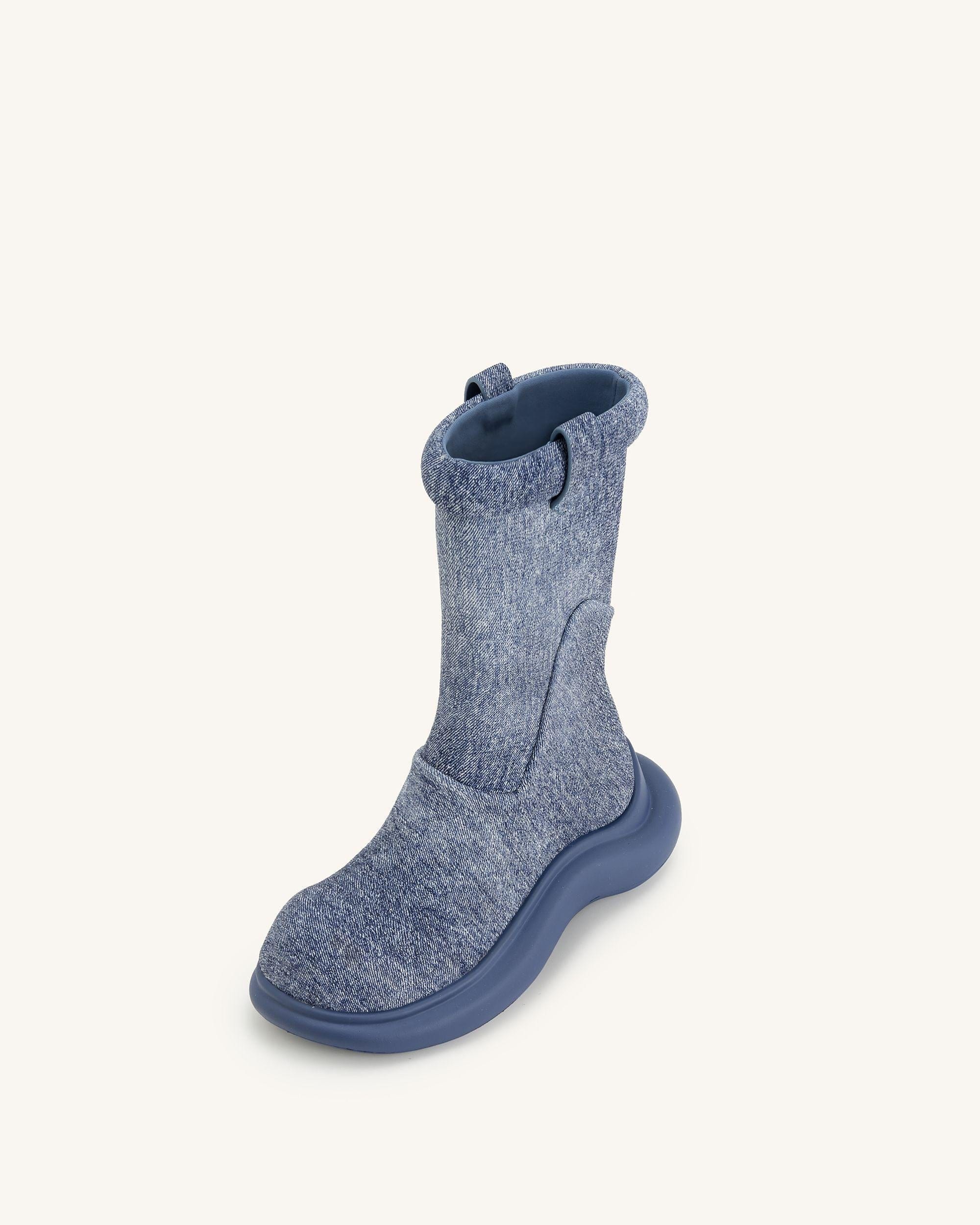 Jw Pei Zoie Denim Embossed Rain Boot Blue
