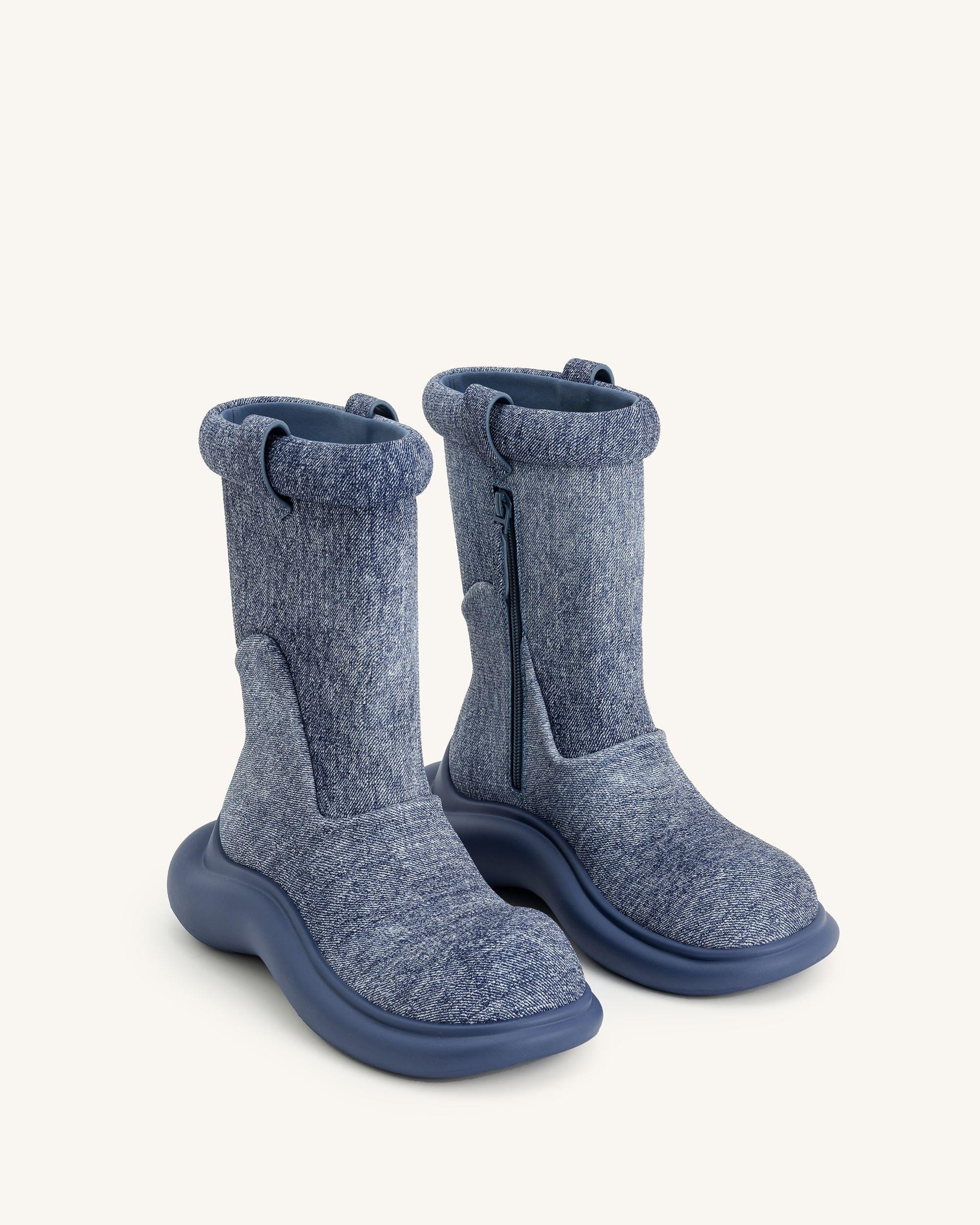 Jw Pei Zoie Denim Embossed Rain Boot Blue
