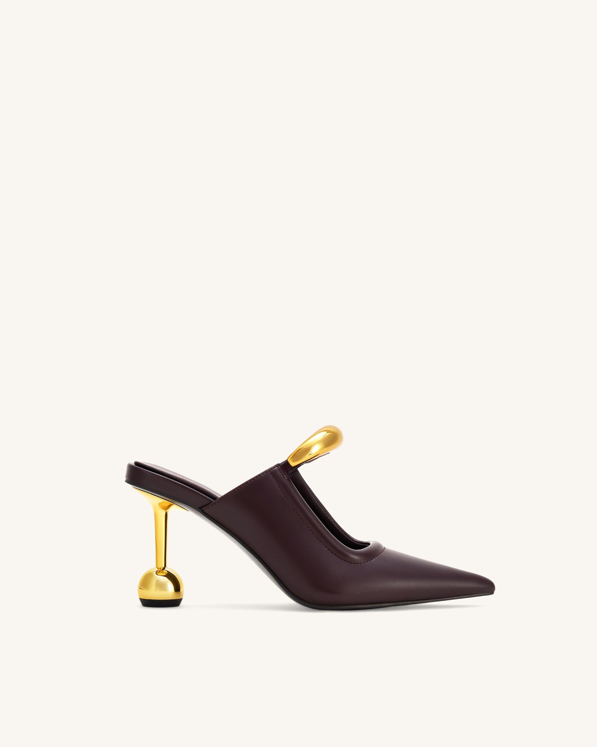 Jw Pei Sofia Metal Accent Sphere Heel Mules Deep Burgundy