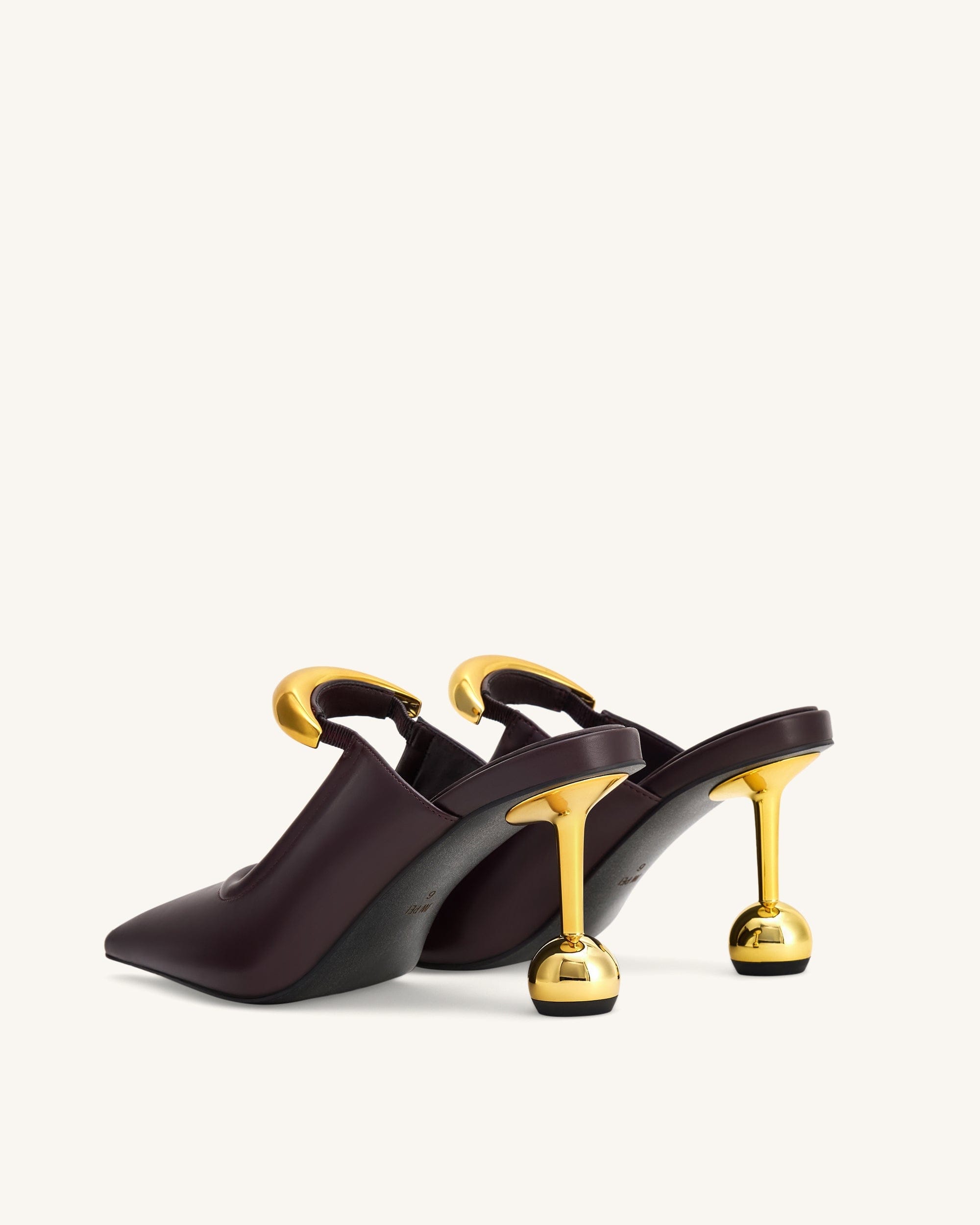 Jw Pei Sofia Metal Accent Sphere Heel Mules Deep Burgundy